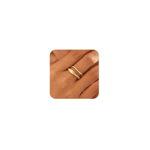 CharmBurst 2 Stück Ringe Set Gold, Verstellbarer Ring Gold Damen, Wasserfester Zehenring, Chunky Goldring Damen, Glänzender Ring Schmuck, Eheringe Stilvoll von CharmBurst