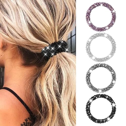 CharmBurst 4 Stück Strass Haargummis Elastische Pferdeschwanz Halter Glitzernde Kristall Haarschmuck Perlen Set Haarbänder Damen Und Mädchen CharmBurst 4 Stück Strass Haargummis Elastische Pferdeschwanz Halter Glitzernde Kristall Haarschmuck Perlen Set Haarbänder Damen Und Mädchen von CharmBurst