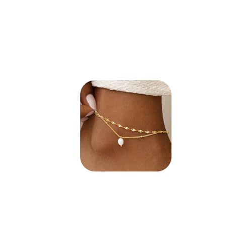 CharmBurst Fußkettchen Gold Silber, Verstellbare Fusskette Mit Perlen Und Anhängern, Wasserfeste Boho Fußkettchen Sommer Schmuck, Strand Fußkette von CharmBurst
