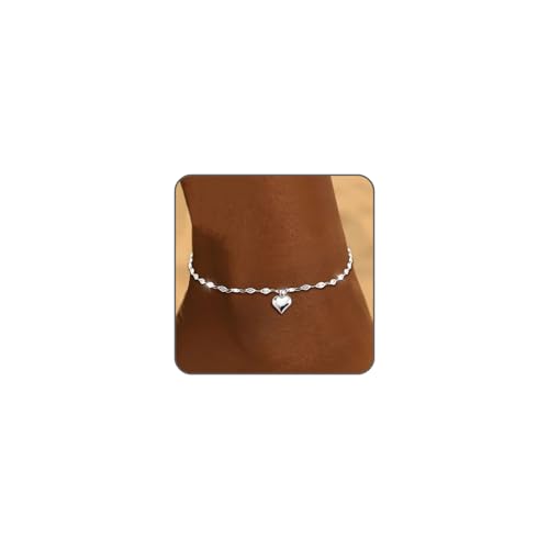CharmBurst Fußkettchen Silber Damen Mit Herzanhänger, Zweilagige Fußkette Aus Edelstahl, Stilvoller Und Stabiler Fußschmuck, Silberfarbenes Schmuckstück Für Den Knöchel CharmBurst Fußkettchen Silber Damen Mit Herzanhänger, Zweilagige Fußkette Aus Edelstahl, Stilvoller Und Stabiler Fußschmuck, Silberfarbenes Schmuckstück Für Den Knöchel von CharmBurst