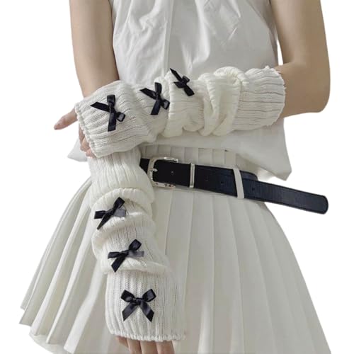 CharmBurst Niedliche Y2K Schleifen Armwärmer Kawaii Halbfinger Bezaubernde Accessoires Für Teenager Mädchen Handschuhe Gyaru Harajuku Ärmel von CharmBurst