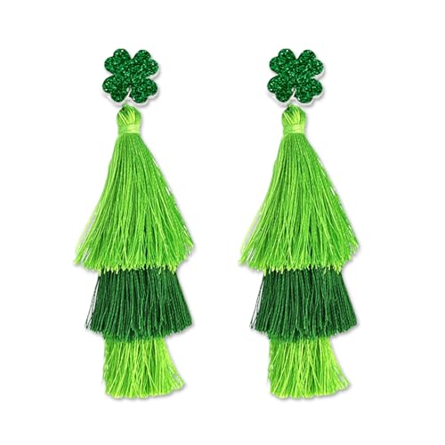 CharmBurst St. Patrick's Day Ohrringe, Grüne Kleeblatt Ohrringe mit Mehrlagigem Fransen Design, Irisches Festival Ohrringe für St. Patricks Day Kostüm CharmBurst St. Patrick's Day Ohrringe, Grüne Kleeblatt Ohrringe mit Mehrlagigem Fransen Design, Irisches Festival Ohrringe für St. Patricks Day Kostüm von CharmBurst