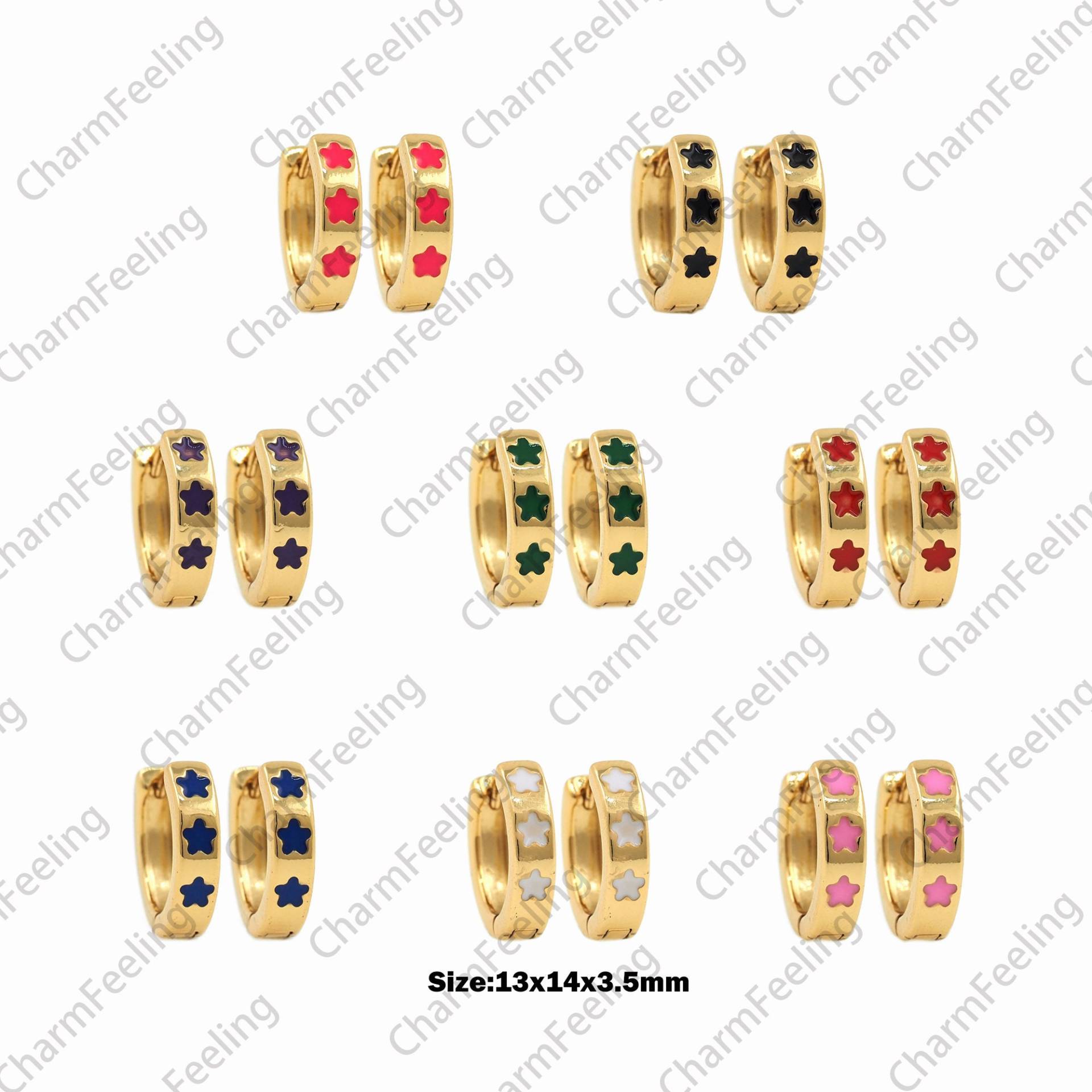 1 Paar, 18K Gold Filled Emaille Blumen Ohrringe, Emaille Ohrringe, Glücks Charm, Multi-Color Optional, Blumen Charm, 13x14x3, 5mm von CharmFeeling