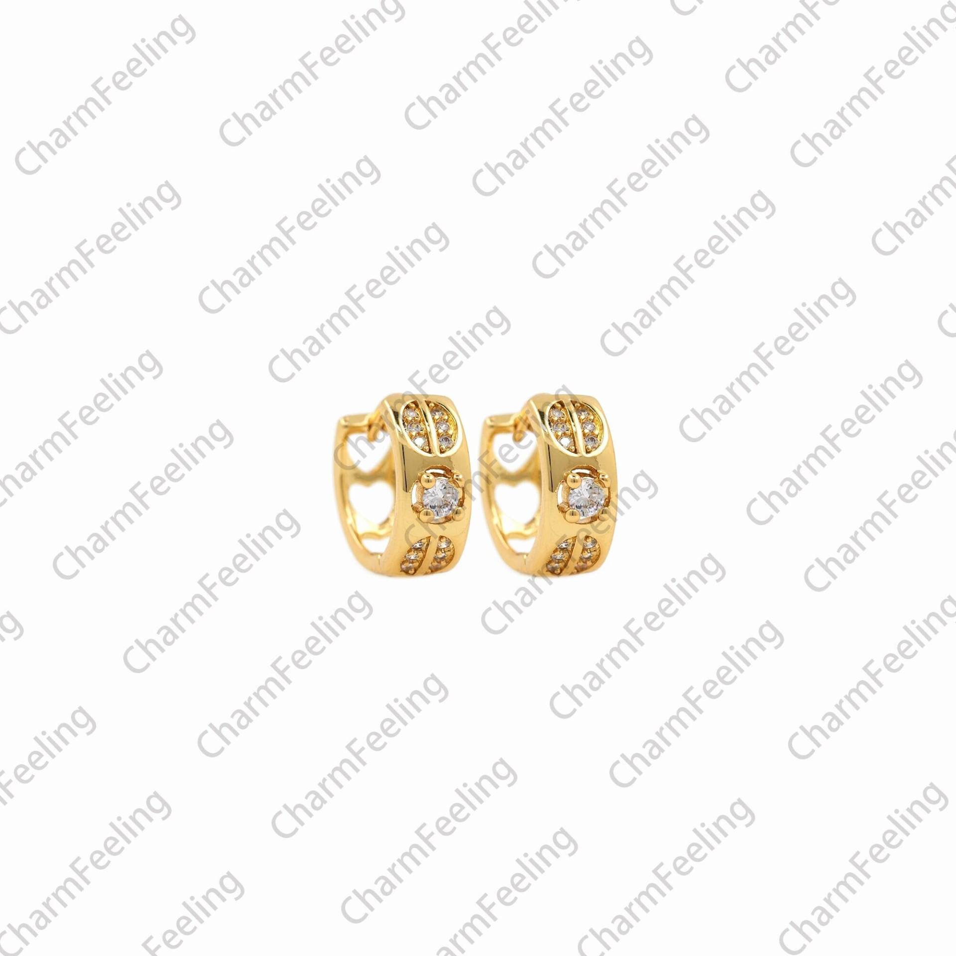 1 Paar, 18K Gold Filled Herzförmige Ohrringe, Schlichte Herz-Förmige Mikropavierte Cz Ein Geschenk Für Sie, 12x15x5mm von CharmFeeling