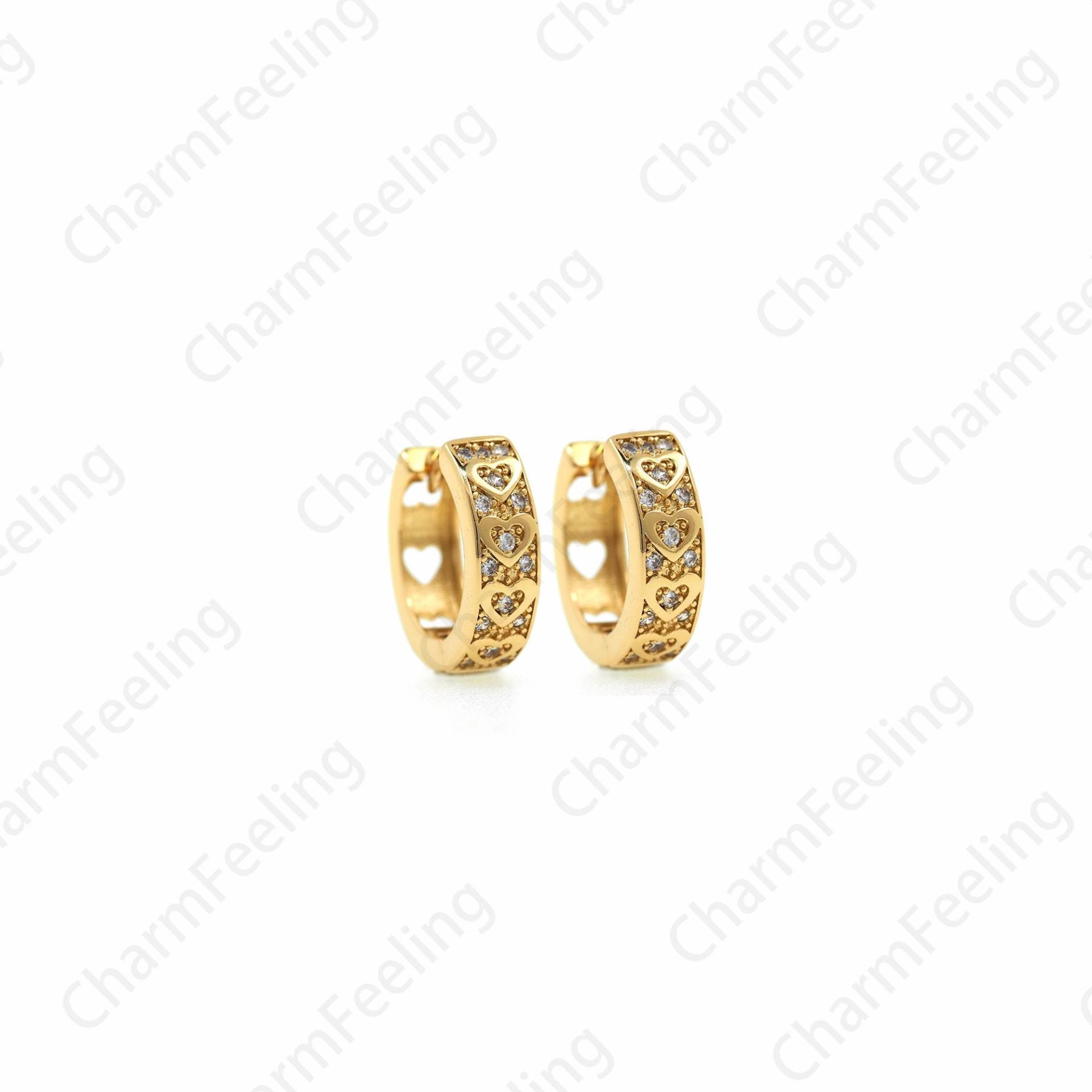 1 Paar, Einfache Herzförmige Ohrringe, Mikropaved Cz Gold 18K Filled Herz-Förmige Ein Geschenk Für Sie, 14x14x4mm von CharmFeeling