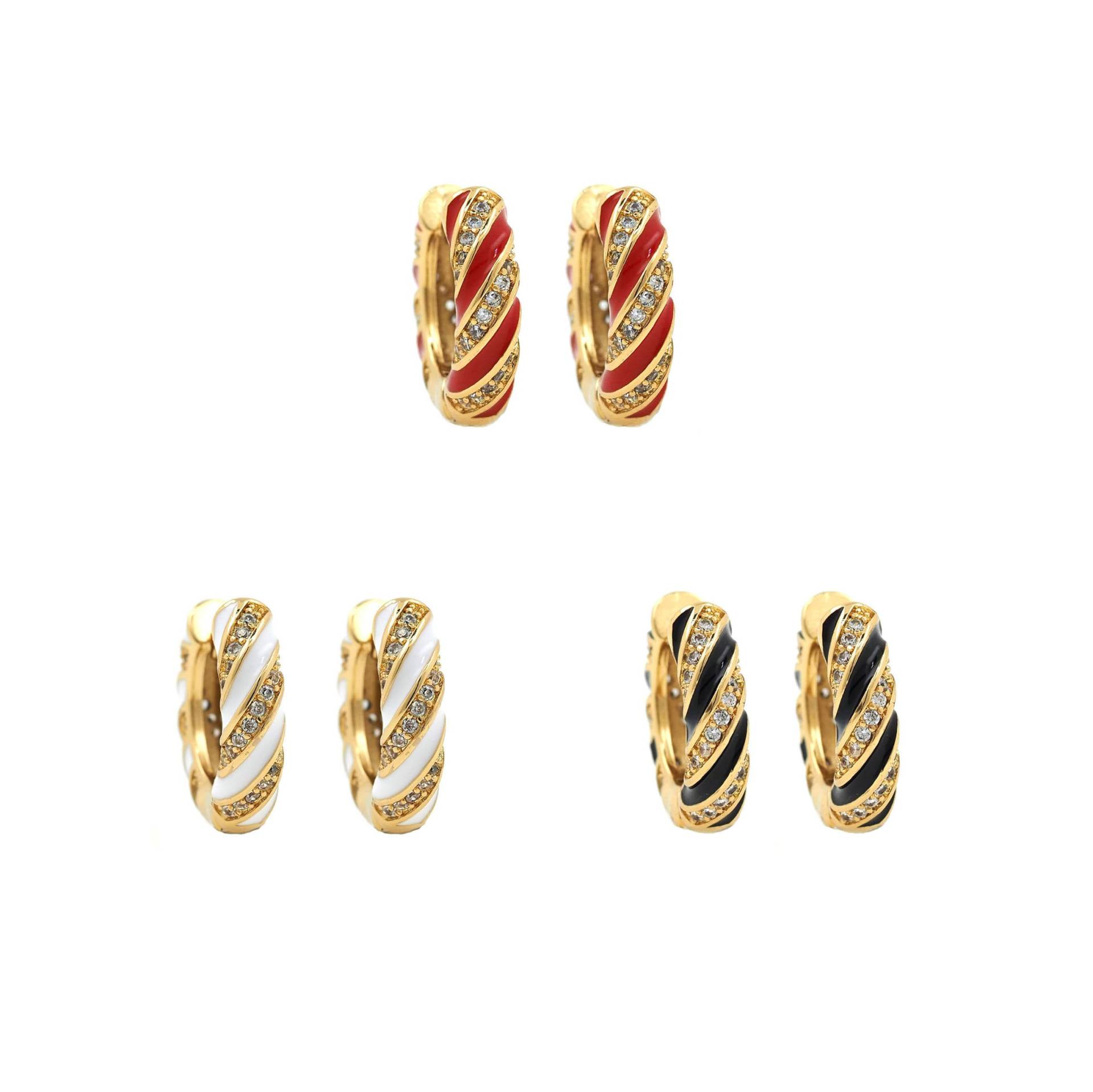 1 Paar, Micropavé Cz Multicolor Hoop Ohrringe, Emaille Ohrringe, 18K Gold Filled Runde Ohrringe, Ohrring Schmuck, 16x18x4mm von CharmFeeling