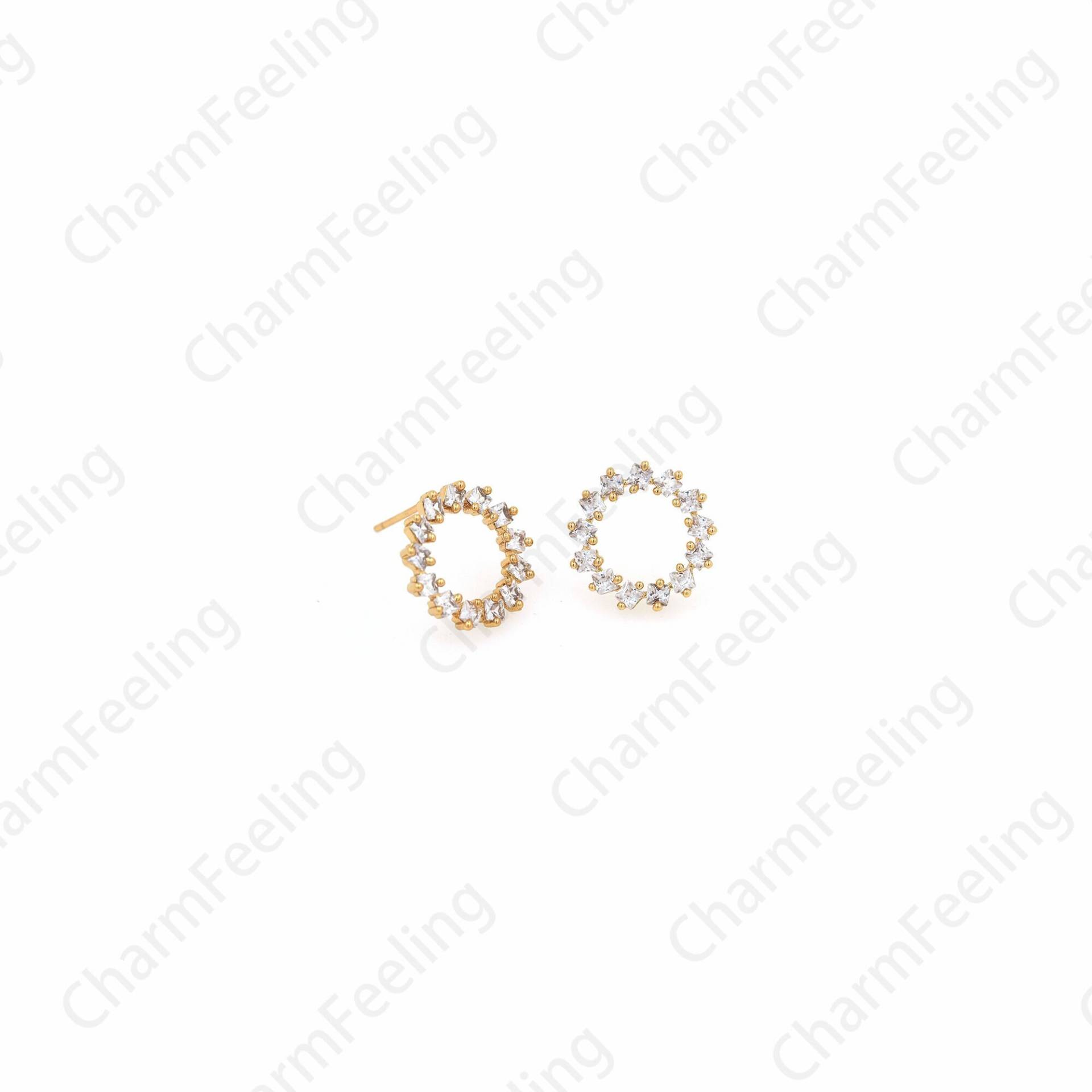 1 Paar, Micropavé Cz Schlichte Runde Ohrringe, 18K Gold Filled Kreis Knochen Clip Hohle Ohrringe, 13, 8x13, 8mm von CharmFeeling