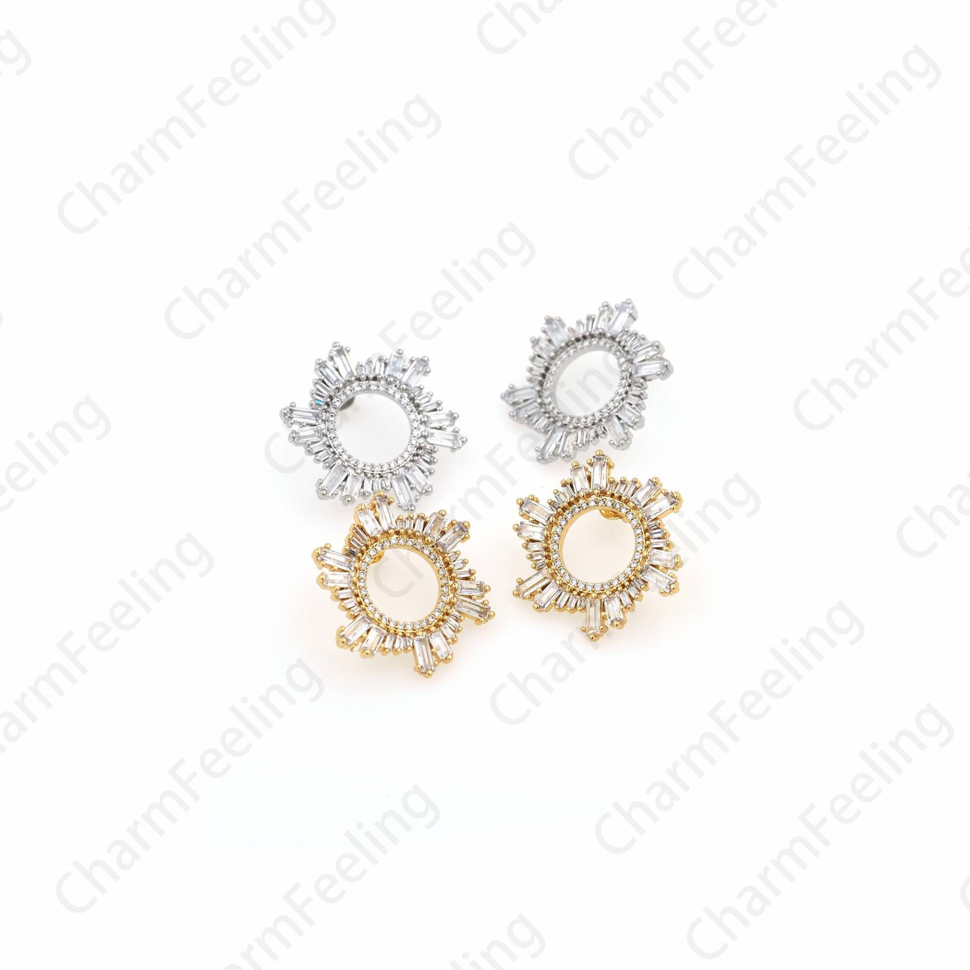 1 Paar, Micropavé Cz Schlichte Runde Ohrringe, 18K Gold Filled Kreis Knochen Clip Hohle Ohrringe, 26mm von CharmFeeling