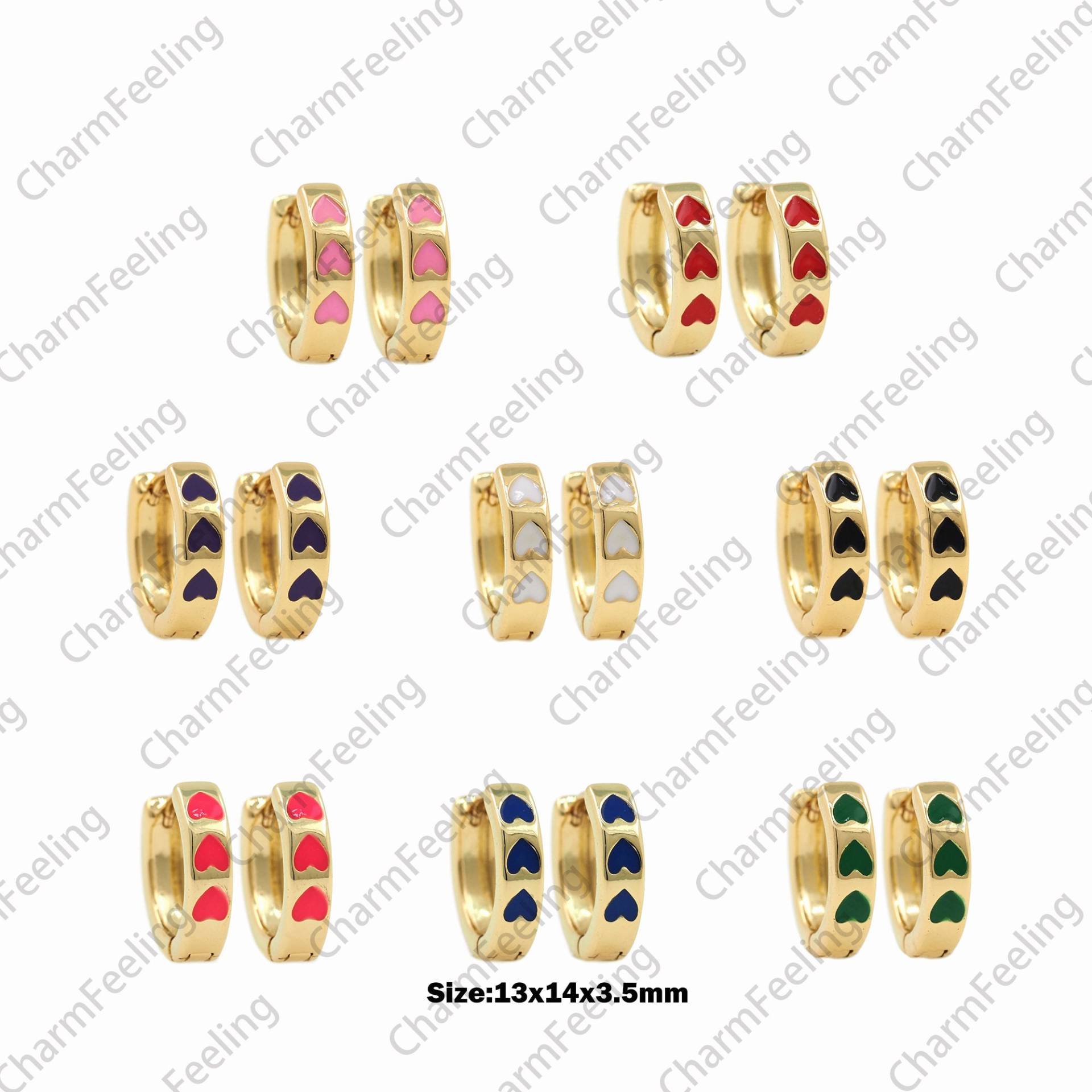 1 Paar, Multi-Color Optional, 18K Gold Filled Emaille Love Ohrringe, Herzförmige Herz-Förmige Ohrringe, 13x14x3, 5mm von CharmFeeling