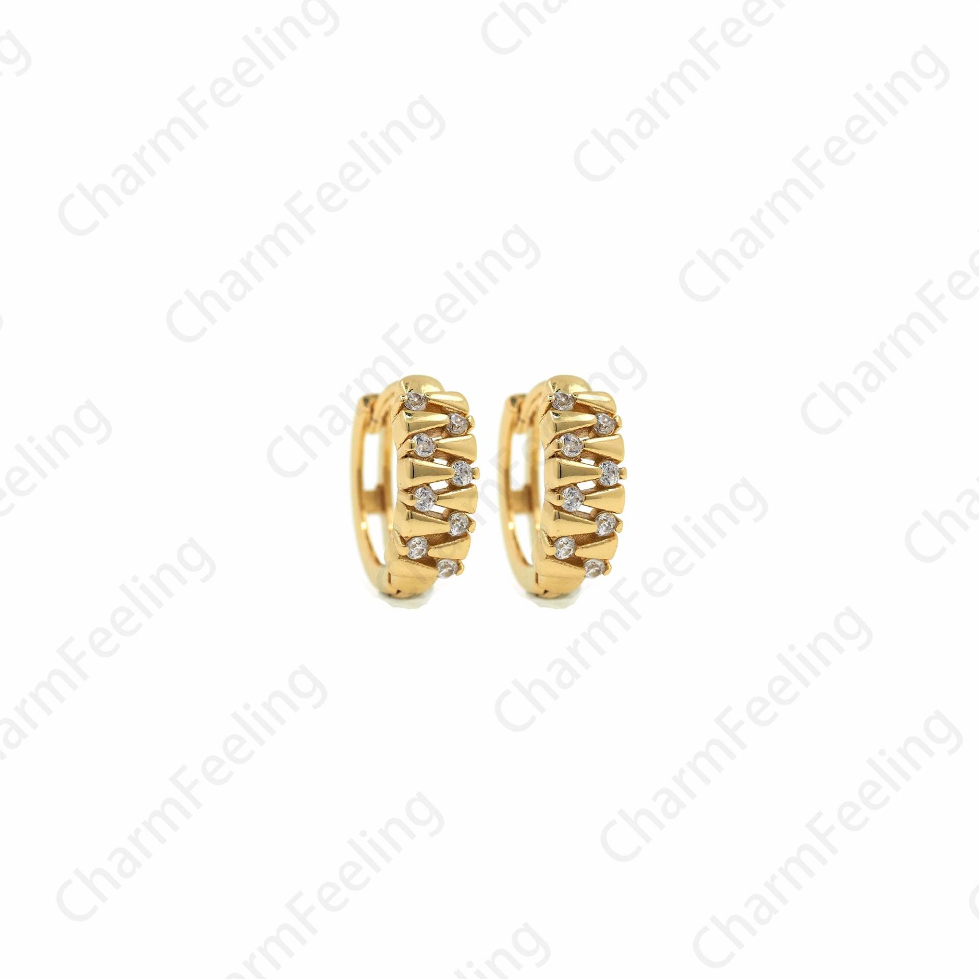 1 Paar, Spiked Ohrringe, Animal Clip Micropaved Cz Gold 18K Filled Runde Ein Geschenk Für Sie, 14, 5x13, 5x4, 5mm von CharmFeeling