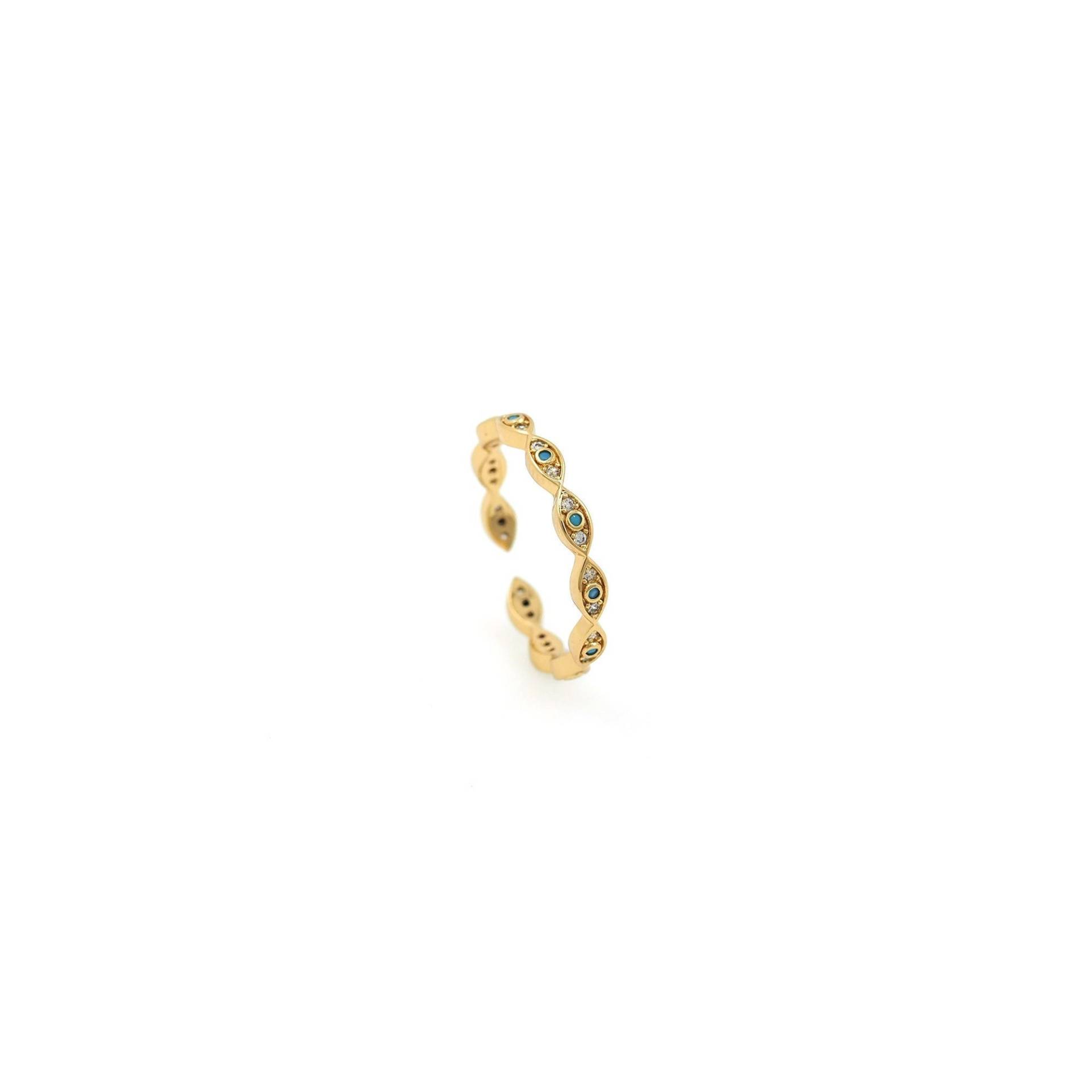 1 Paar Augenring, 18K Gold Filled Offener Ring, Stapelbarer Verstellbarer Micropavé Cz Dünner Ring von CharmFeeling