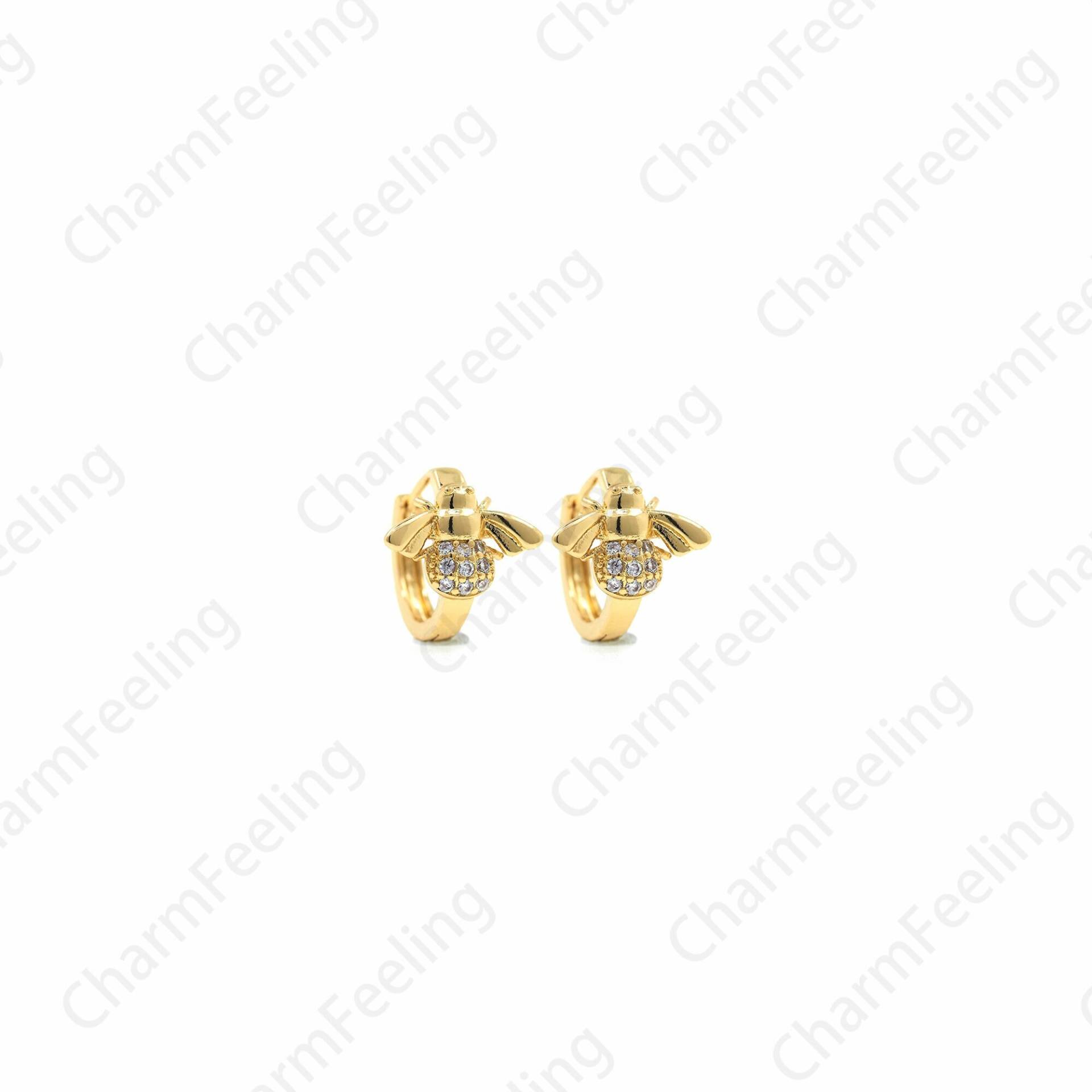 1 Paar Bienen Ohrstecker, Insekten Gold Ohrringe, Ohrringe 13, 5x15x12, 8mm von CharmFeeling