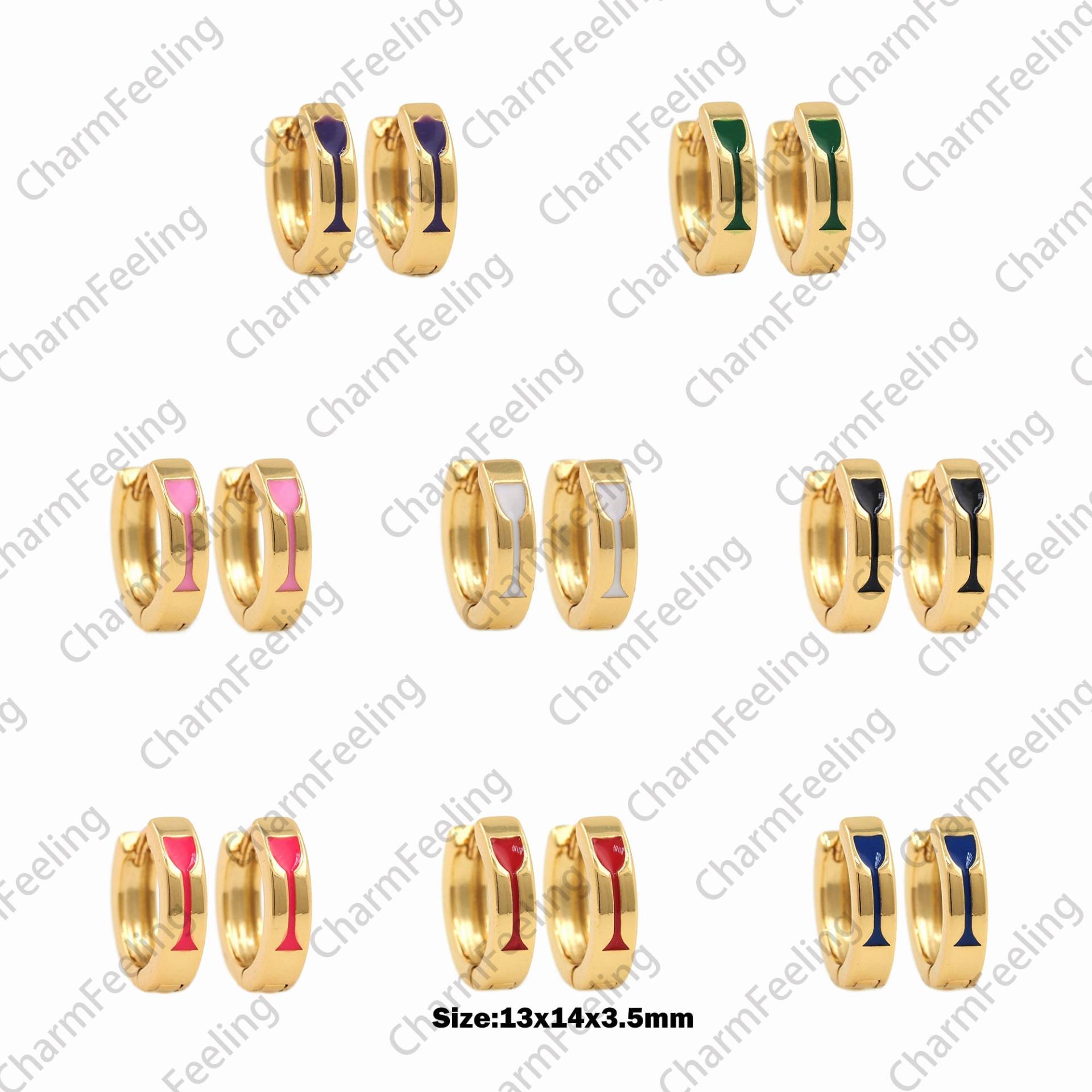 1 Paar Emaille Ohrringe, 18K Gold Filled Runde Ohrringe, Multi-Color Optional, Weinglas Ohrringe, Emaille Charm, Weinglas 13x14x3, 5mm von CharmFeeling