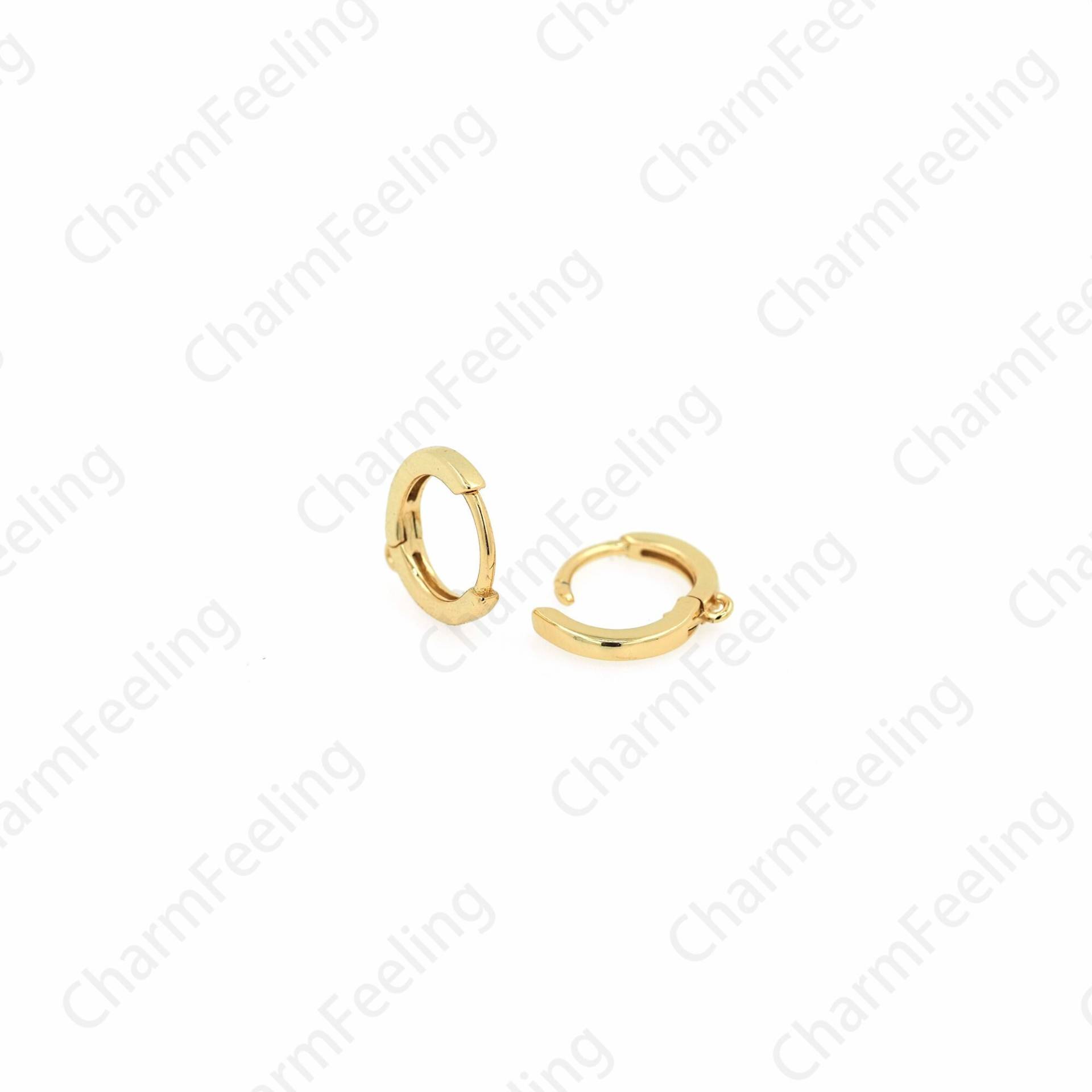 1 Paar Ohrring Accessoires, Dünne Ohrringe, Schlichte Accessoires, 18K Gold Filled Runde 10x9, 5x1mm von CharmFeeling