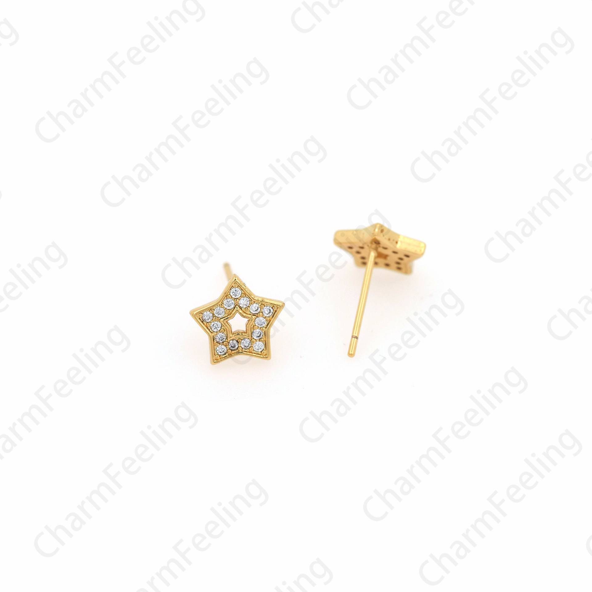 1 Paar Starburst Ohrringe, Stern Linie 18K Gold Filled Hohl Charm, Diy Schmuck Zubehör 9x9mm von CharmFeeling