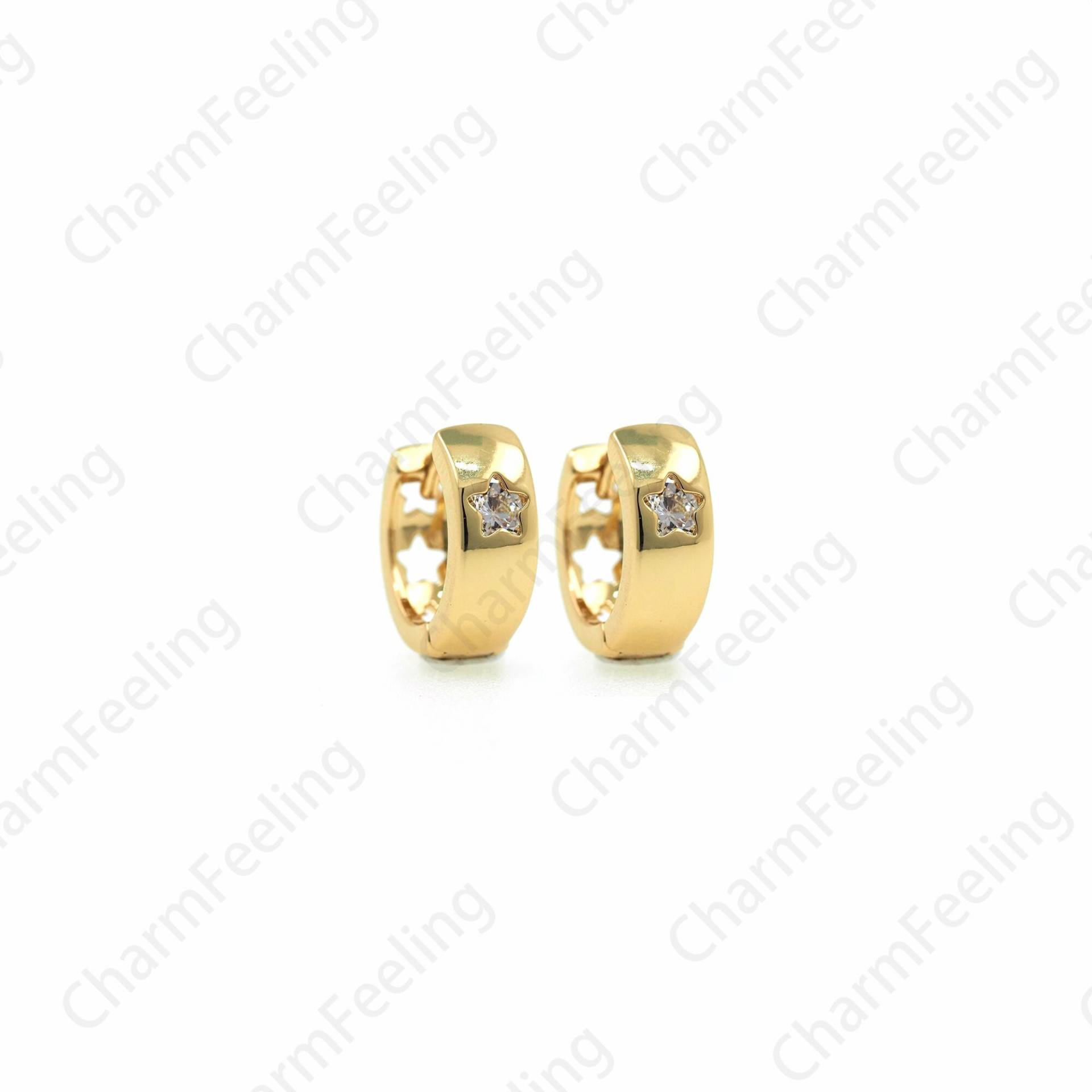 1 Paar Stern Linie Ohrringe, 18K Gold Filled Hohl Charm, Starburst Diy Schmuck Zubehör 14x13x5mm von CharmFeeling