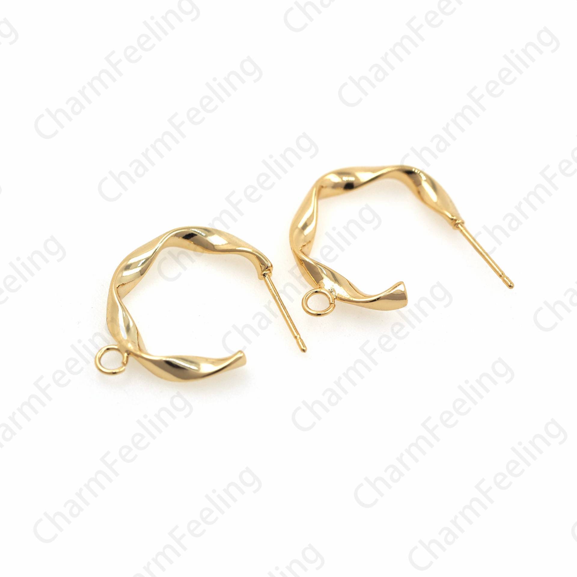 18K Gefüllt Gold Huggie, Mit Offenen Kette Ring Ohrringe Auf Der Rückseite Hergestellt Werden Kann, Ohrring Komponente, Handgefertigte 24mm 1 Paar von CharmFeeling