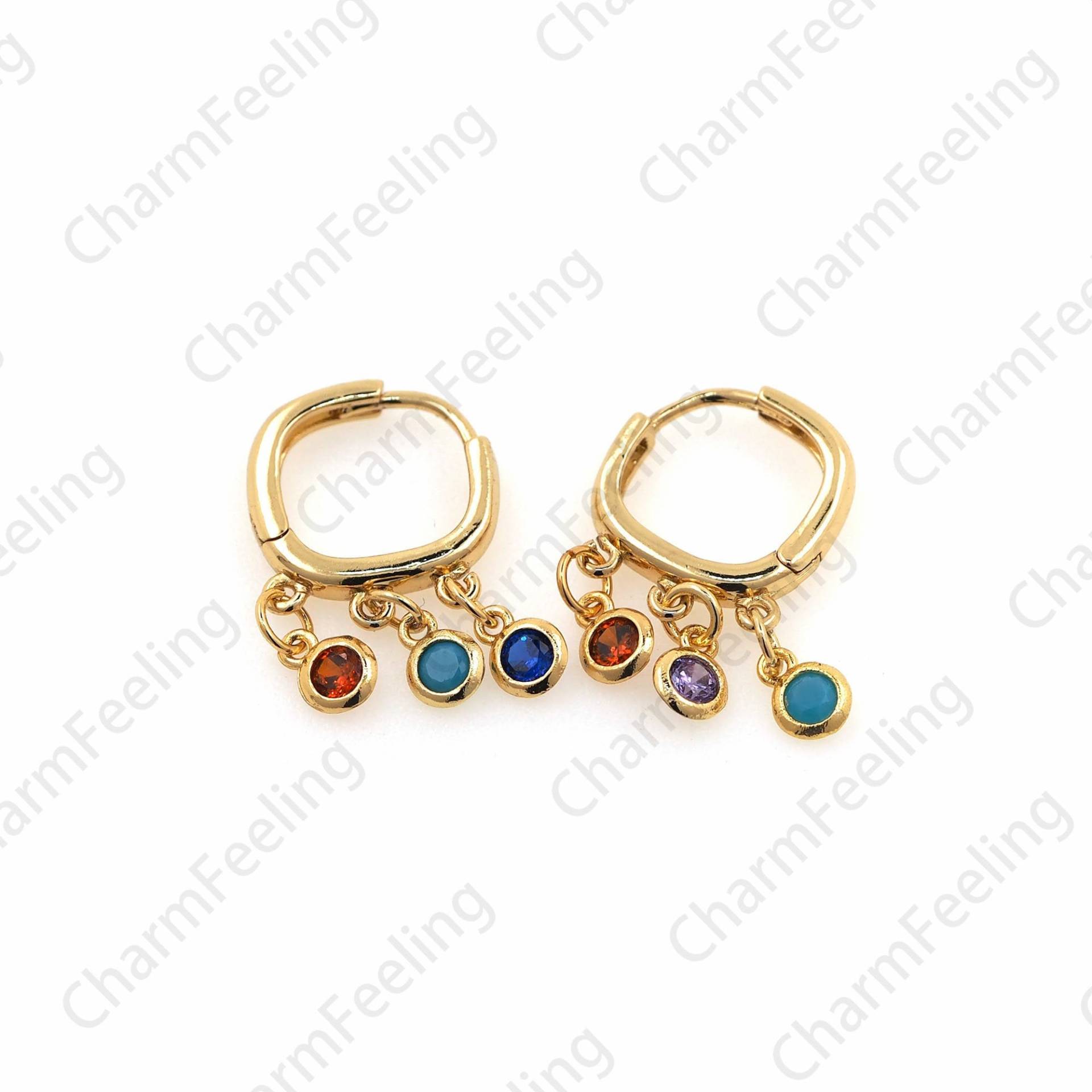 18K Gold Filled Anhänger Ohrringe, Ohrring Charms, Hohle Quadrat Diy Schmuck Zubehör 20x14mm 1 Paar von CharmFeeling