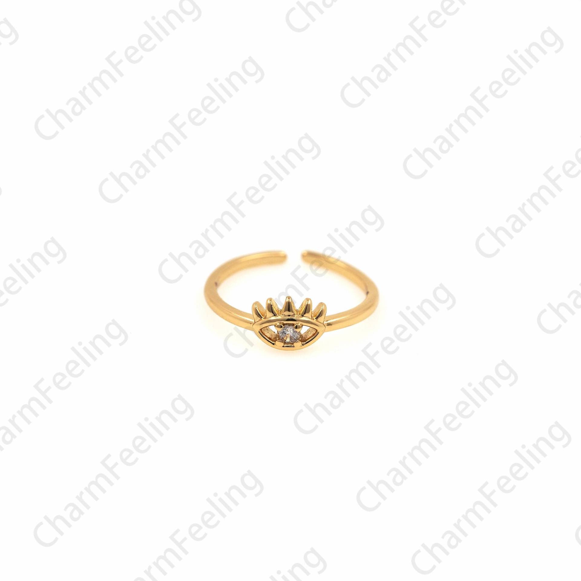 18K Gold Filled Augenring, Offener Ring, Stapelbarer Verstellbarer Micropavé Cz Dünner Ring von CharmFeeling