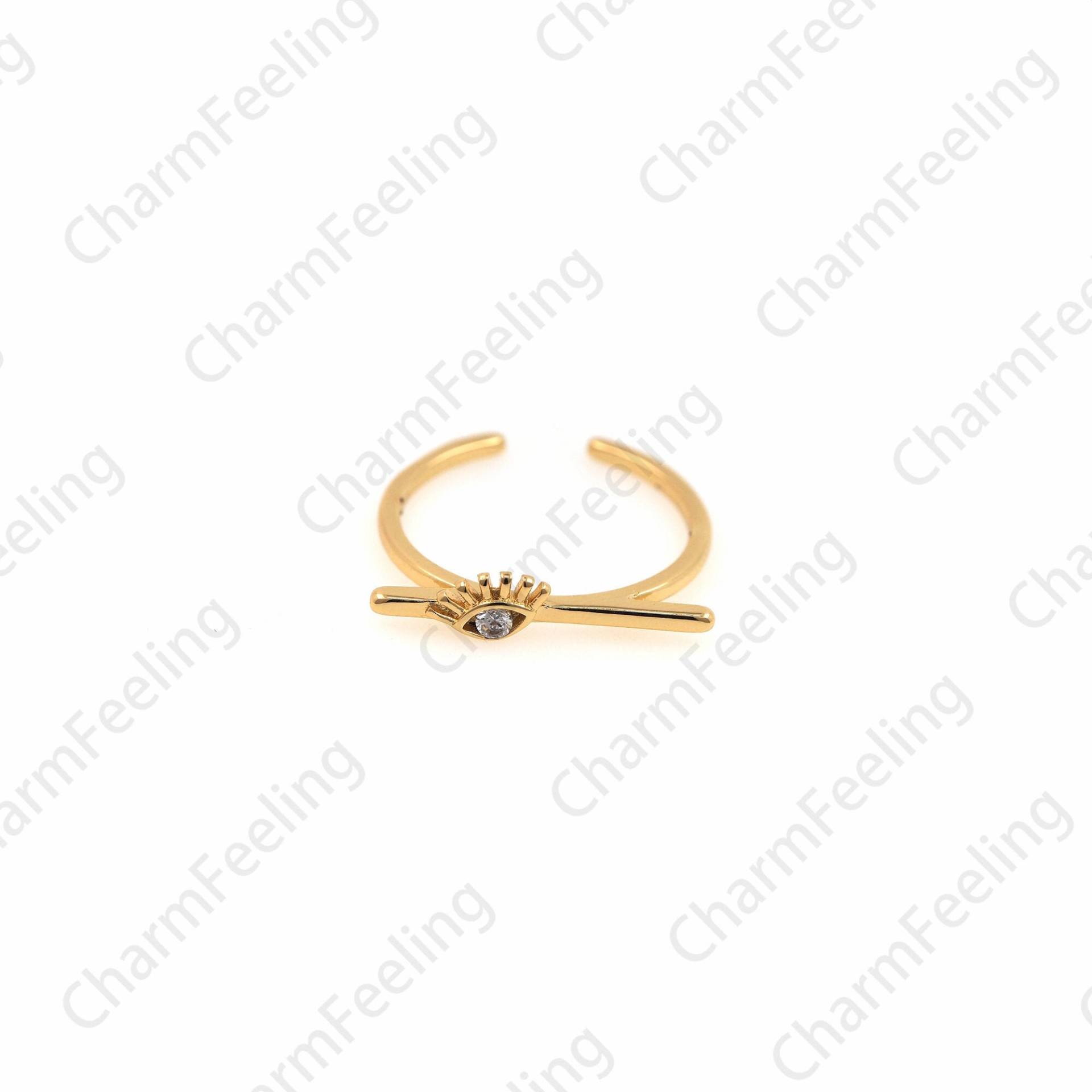 18K Gold Filled Augenring, Verstellbarer Ring, Stapelbarer Augenanhänger, Alltagsring, Horusauge Ring von CharmFeeling