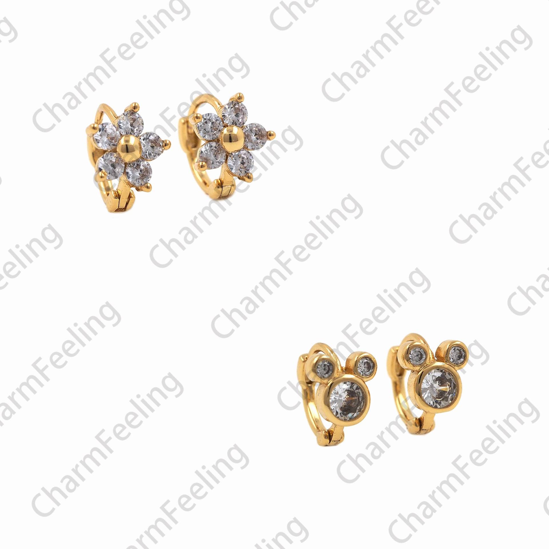 18K Gold Filled Blumen-Förmige Ohrringe, Mikropaved Cz Blumen Fake Diamant Diy Zubehör 1 Paar von CharmFeeling