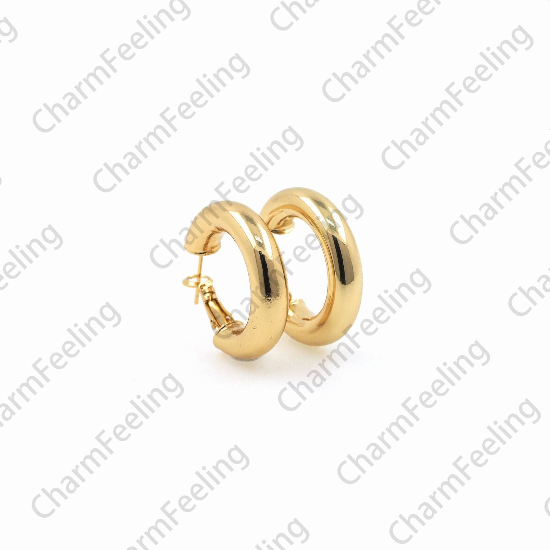 18K Gold Filled Dicke Ohrringe, Runde Hohlohrringe, Ein Geschenk Für Sie, 1 Paar, 30, 5x5mm von CharmFeeling