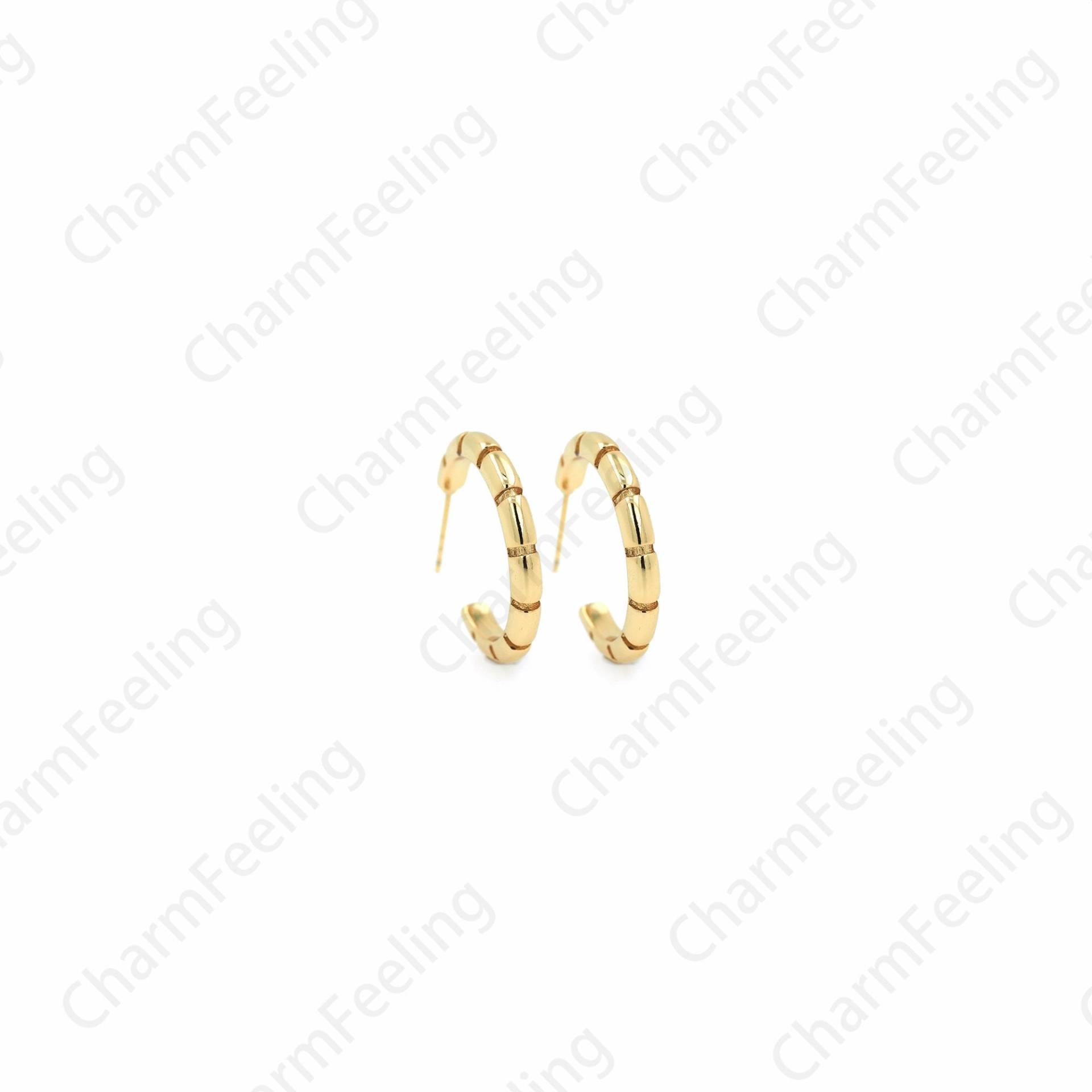 18K Gold Filled Emaille Ohrringe C-Förmige Mond Halbmond Bunte 24, 5mm von CharmFeeling