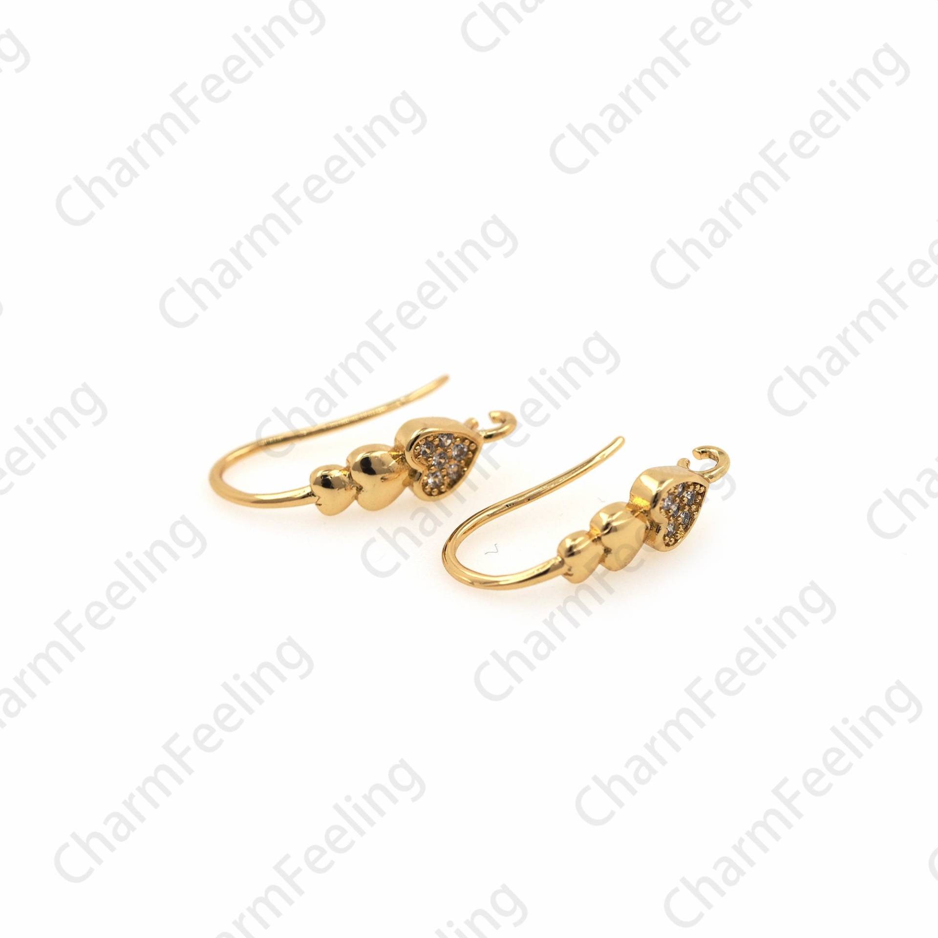 18K Gold Filled Herz Ohrringe Einfache Micropavé Zirkonia Geeignet Für Jahrestag Geschenke von CharmFeeling