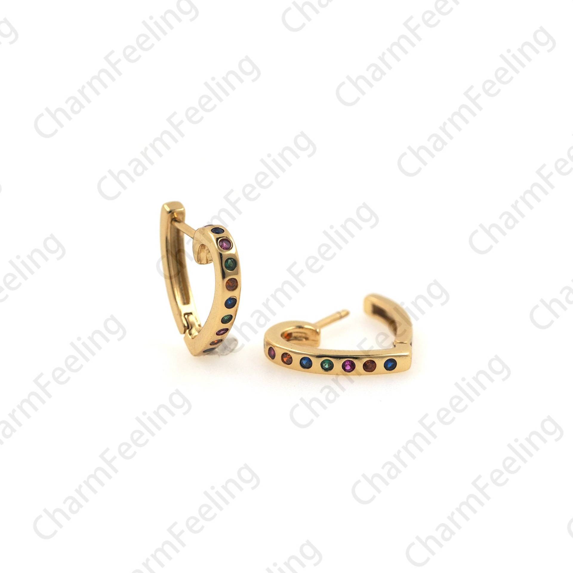 18K Gold Filled Herz Ohrringe Einfache Micropavé Zirkonia Geschenk Für Sie 15, 5x16x2, 5mm 1 Paar von CharmFeeling