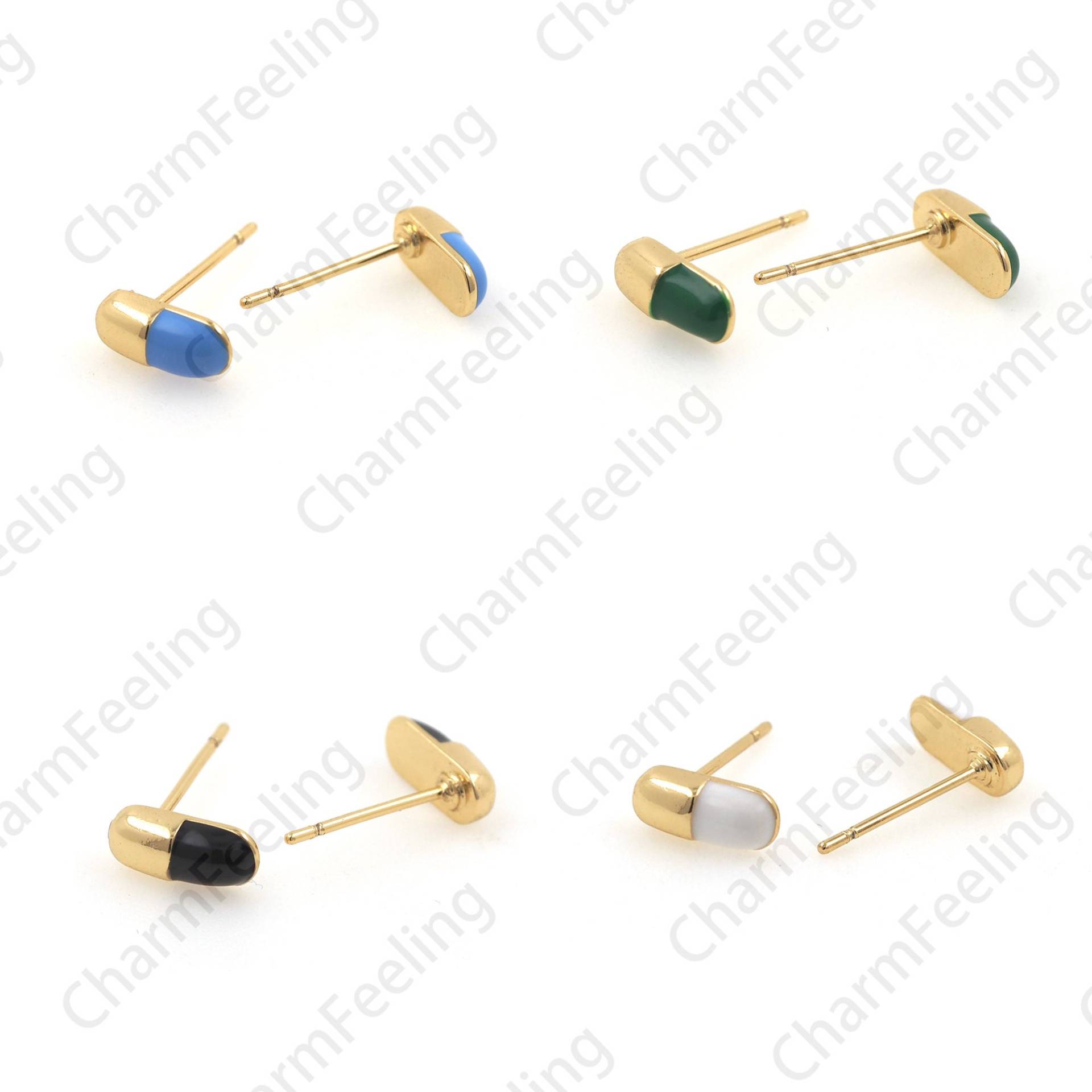 18K Gold Filled Kapsel Ohrringe, Ein Geschenk Für Sie, Pillen Emaille Anhänger 8, 5x3, 5 Mm 1 Paar von CharmFeeling