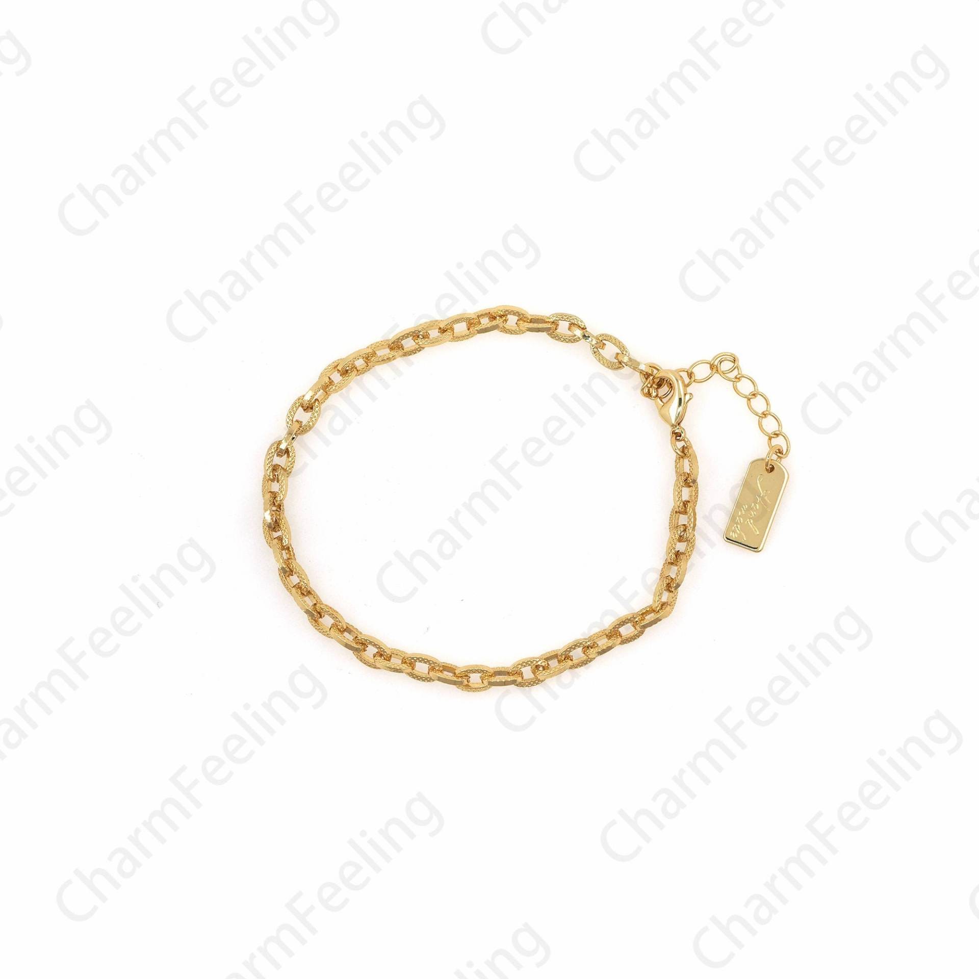 18K Gold Filled Kette Armband Papierklammer Herren Tag Europa Glücksarmband 17cm von CharmFeeling