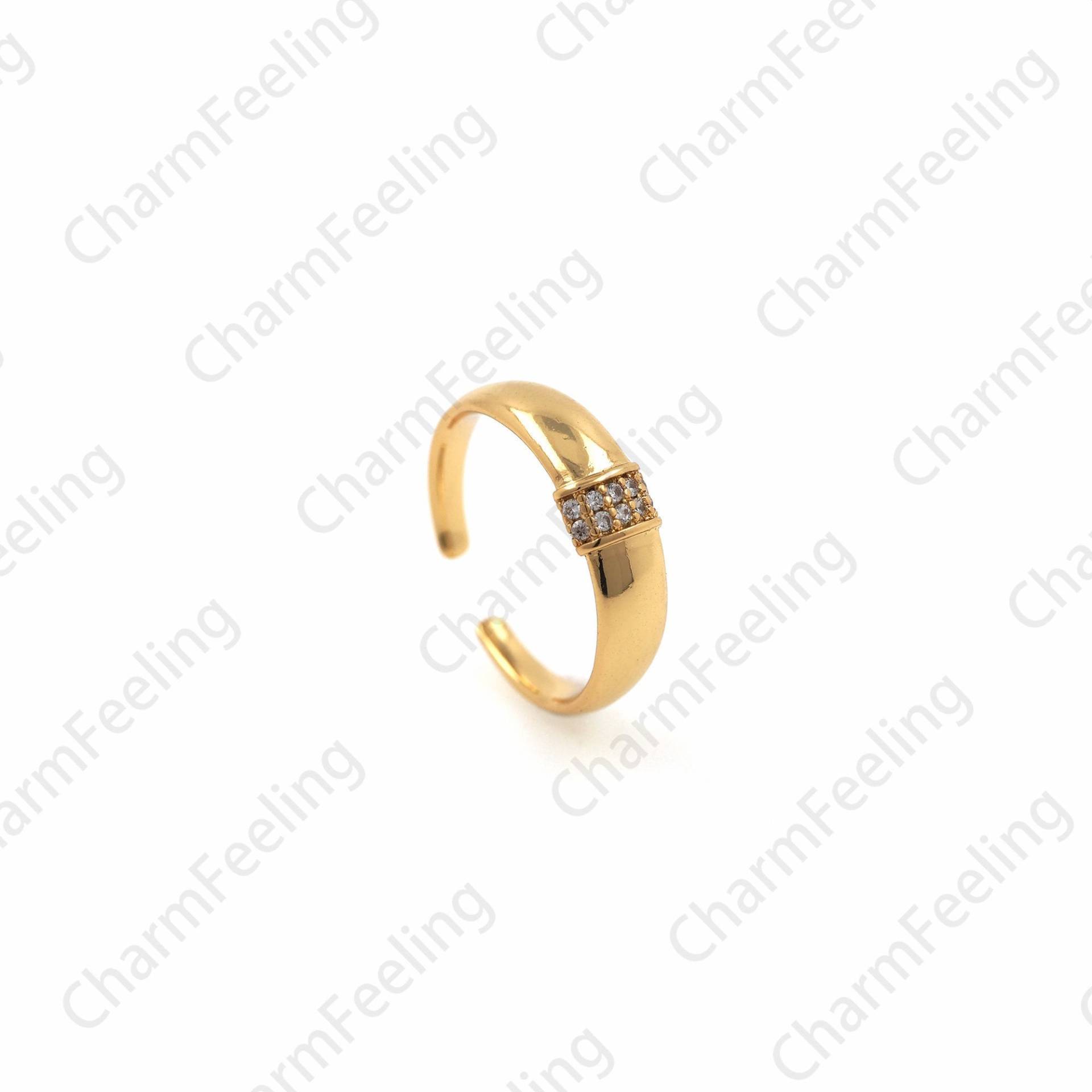 18K Gold Filled Mode Ring, Exquisiter Micropavé Cz Rundring, Ring Charm, Verstellbarer Goldener Offener 1stk von CharmFeeling