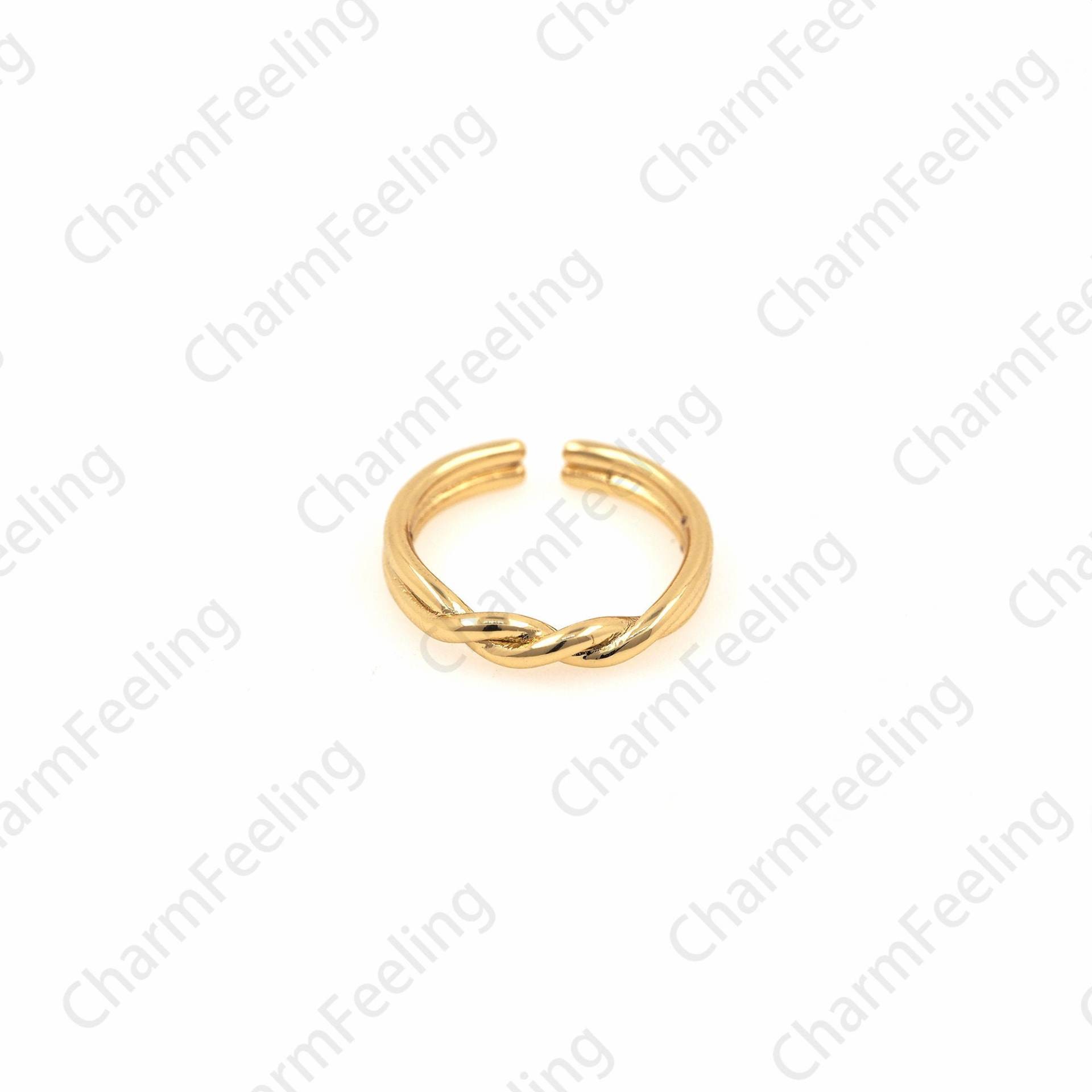 18K Gold Filled Moderner Ring, Mehrreihig Schlichter Gestaffelter Verstellbarer Offener Ring von CharmFeeling