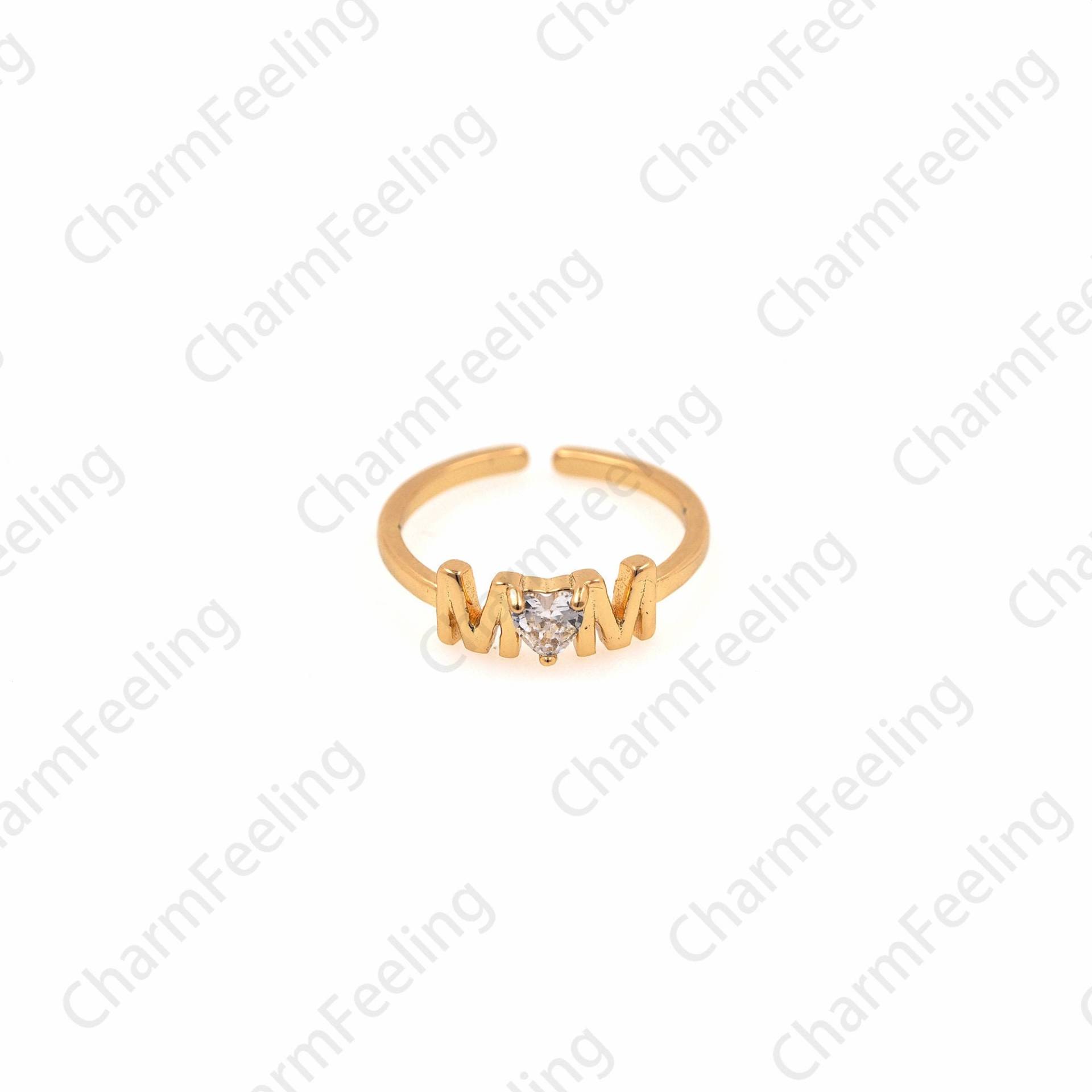 18K Gold Filled Mutter Ring, Exquisiter Liebesring, Mikropave Cz Wortring, Verstellbarer Offener Ring 1stk von CharmFeeling