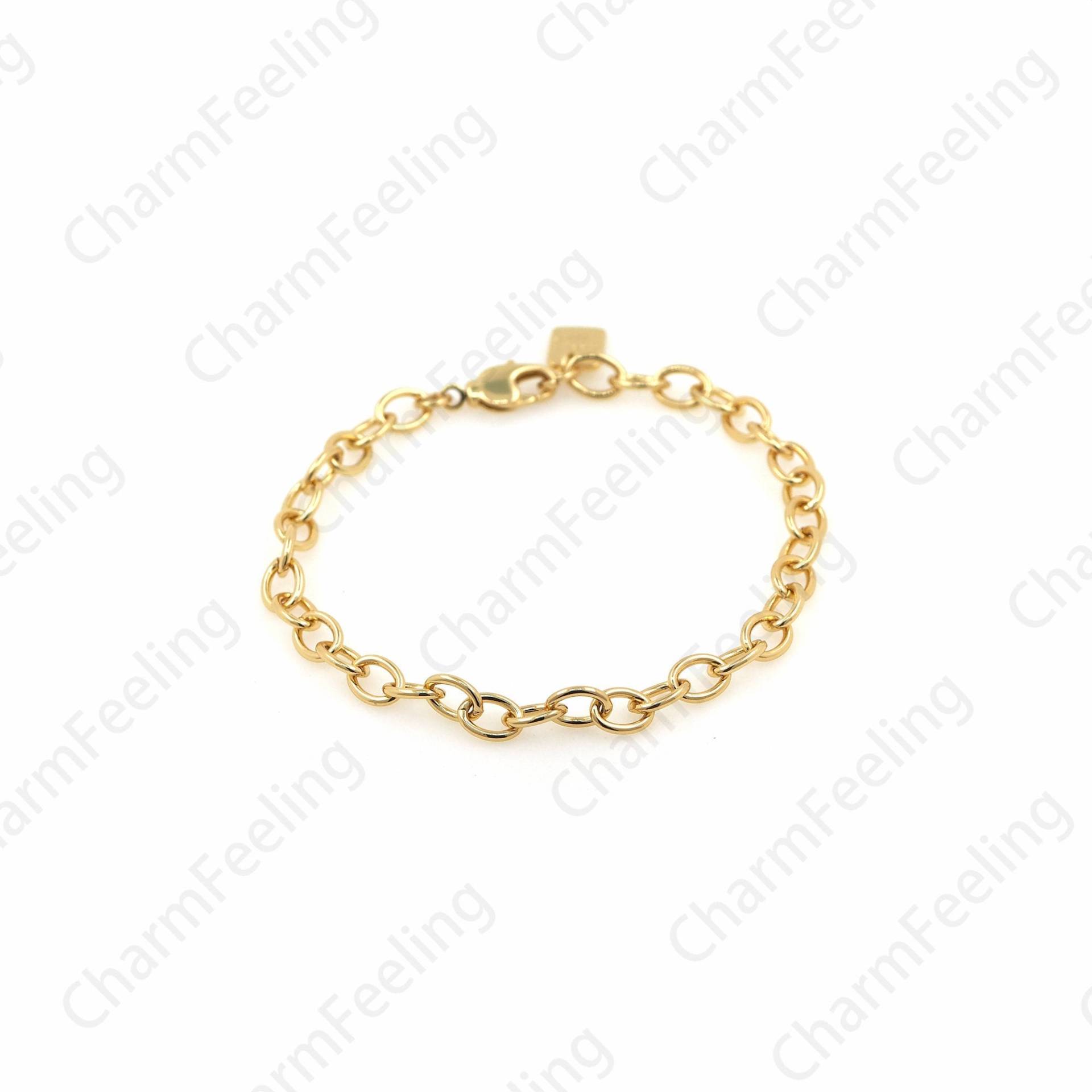 18K Gold Filled O-Förmiges Pin-Armband Herrenarmband Einfaches Armband Kettenarmband Für Verliebte 17cm von CharmFeeling