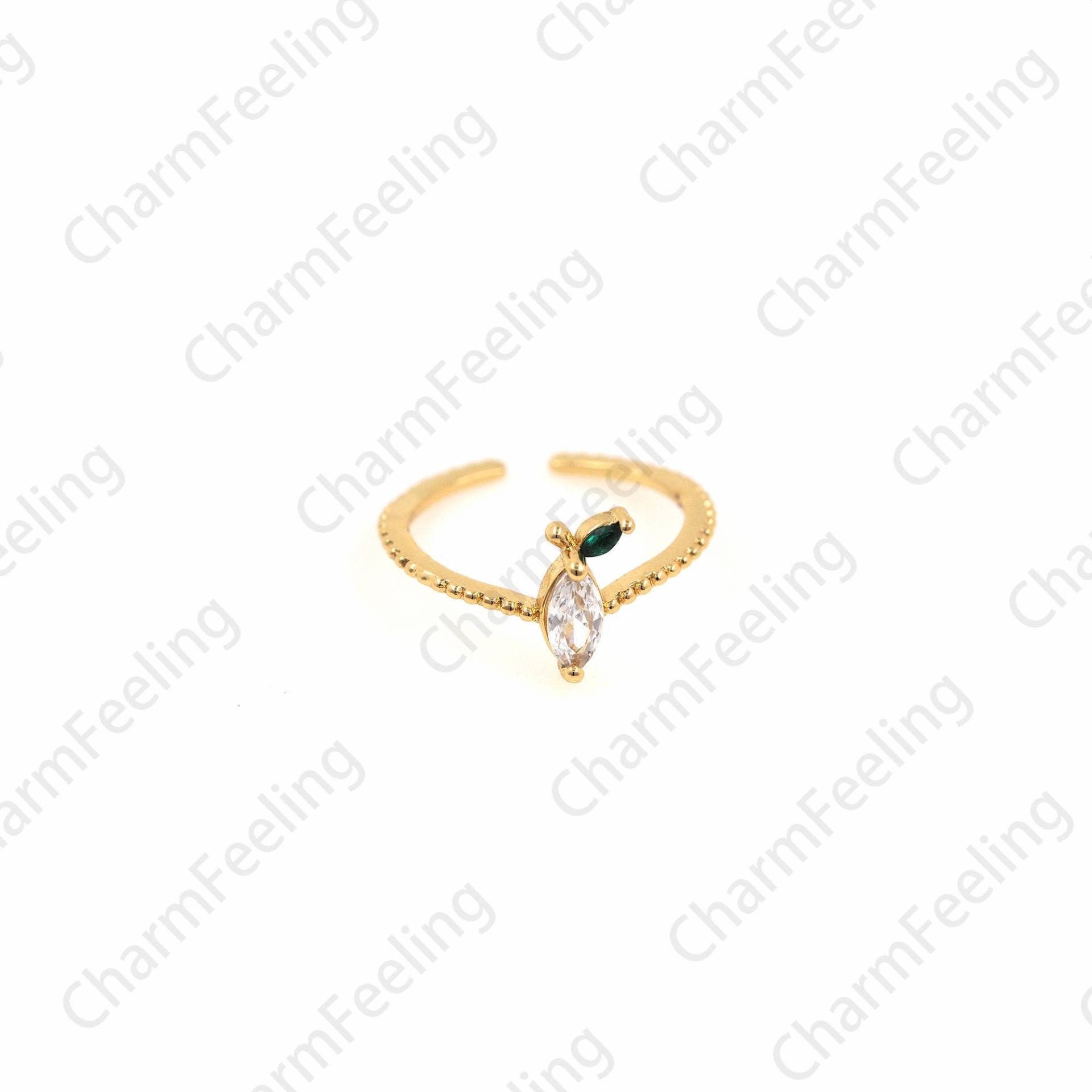 18K Gold Filled Obst Ring, Zarter Micropavé Cz Charm, Verstellbarer Offener Ring 1stk von CharmFeeling