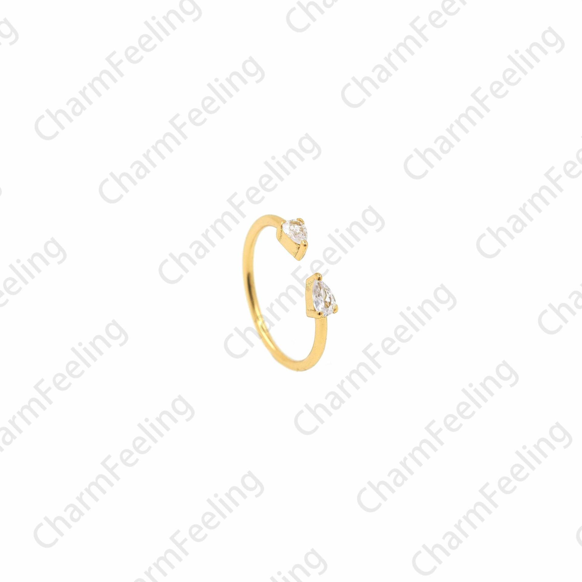 18K Gold Filled Offener Ring, Exquisiter Goldring, Micropavé Cz Ring Anhänger, Verstellbarer Offener Ein Geschenk Für Sie von CharmFeeling