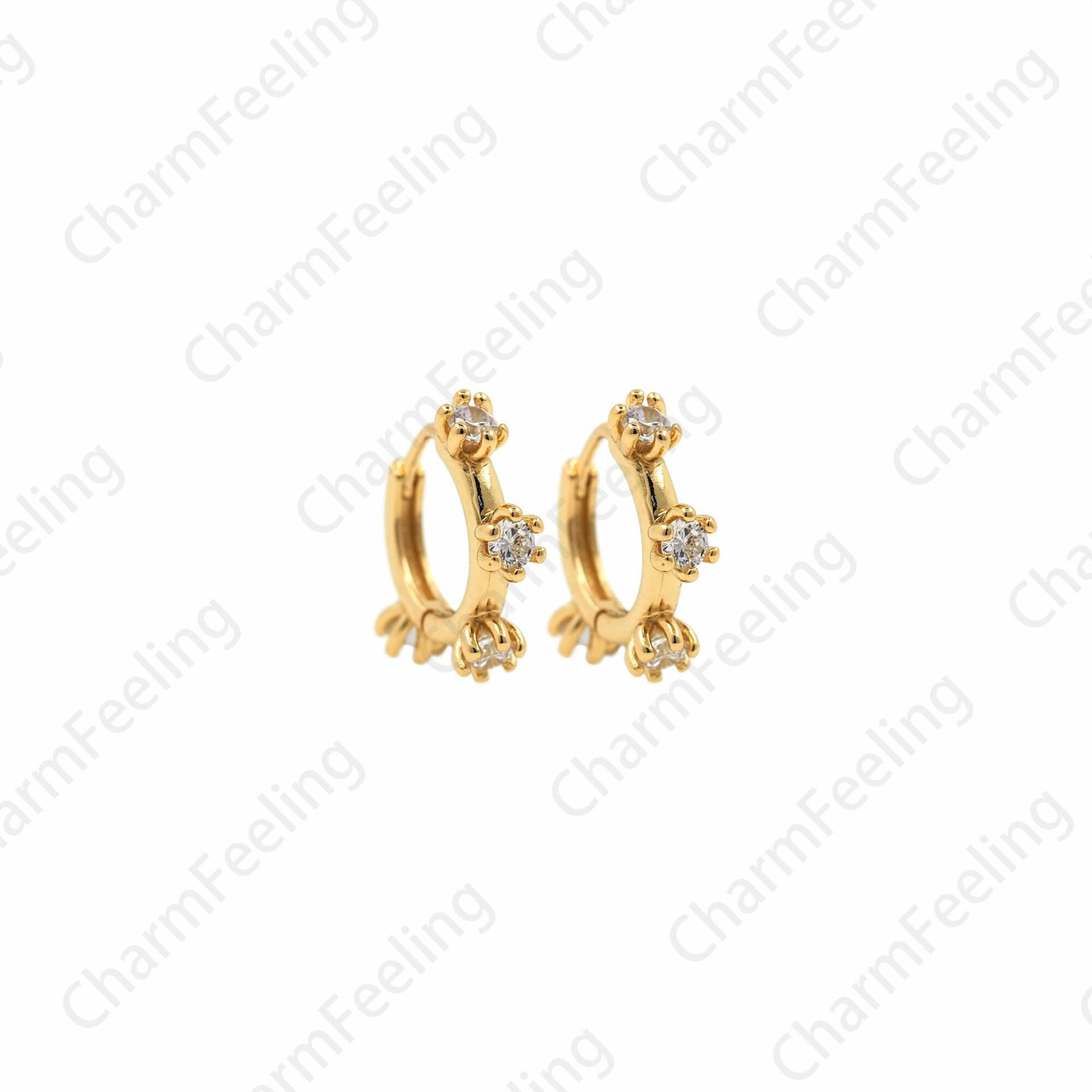 18K Gold Filled Runde Ohrringe, Hohle Micro-Paved Cz Ohrring Anhänger, Diy Schmuckzubehör, 16x18mm von CharmFeeling