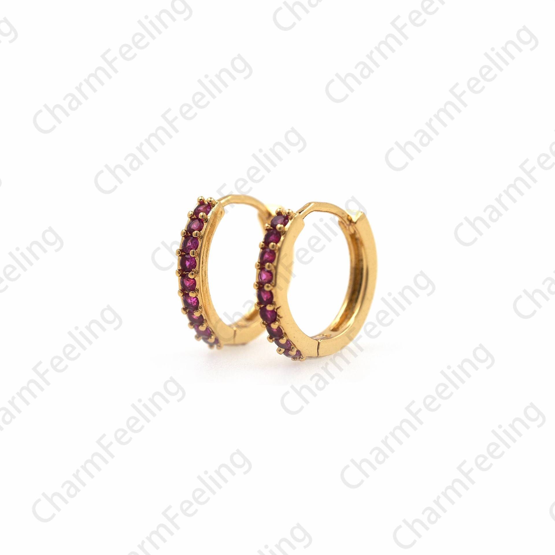 18K Gold Filled Runde Ohrringe, Runde Anhänger, Hohle Ohrringe, Mikropave Cz Ohrringe, Ohrring Charm, Diy Schmuck Zubehör 12x14x2mm von CharmFeeling