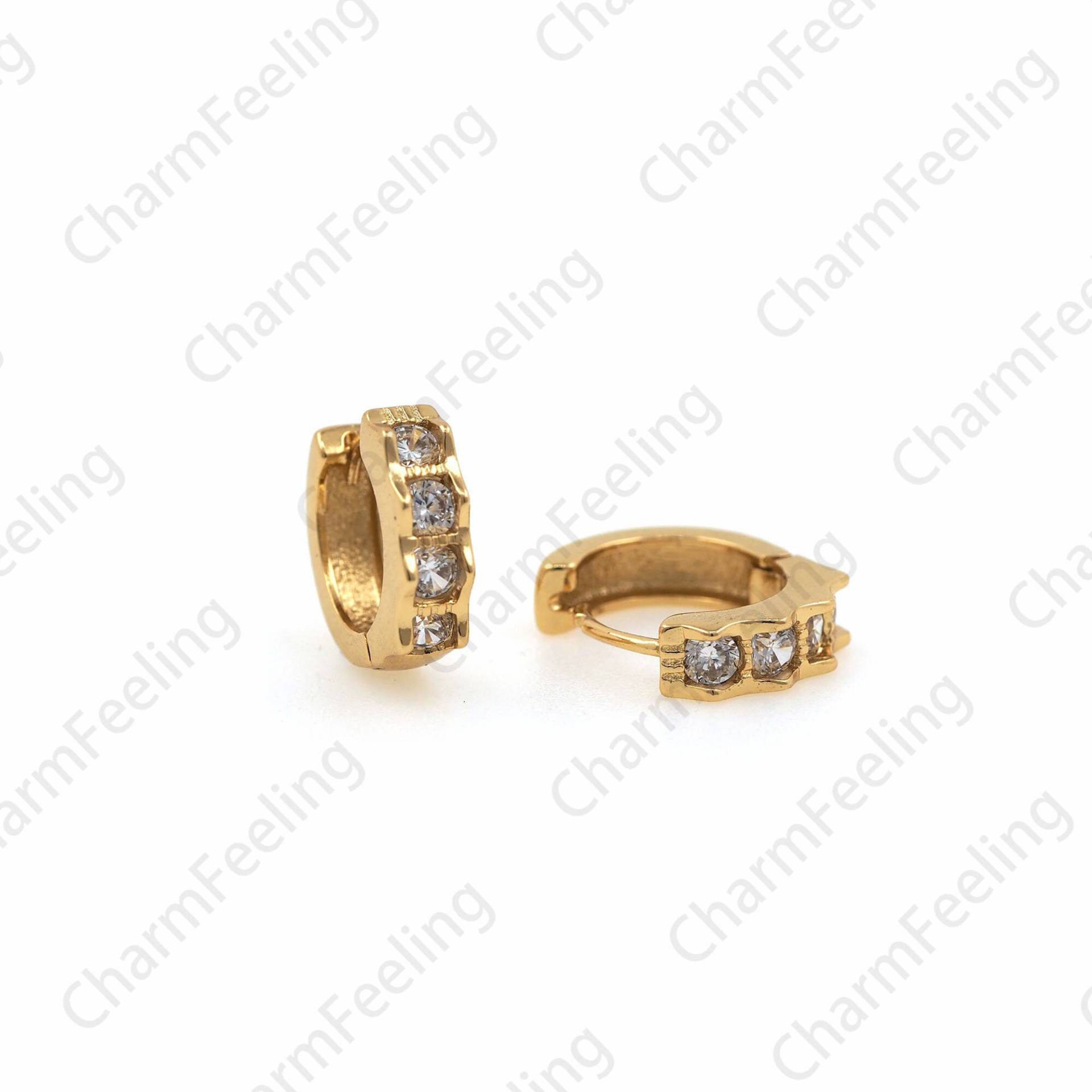 18K Gold Filled Runde Ohrringe, Runde Anhänger, Hohle Ohrringe, Mikropave Cz Ohrringe, Ohrring Charm, Diy Schmuck Zubehör 13x15mm1 Paar von CharmFeeling