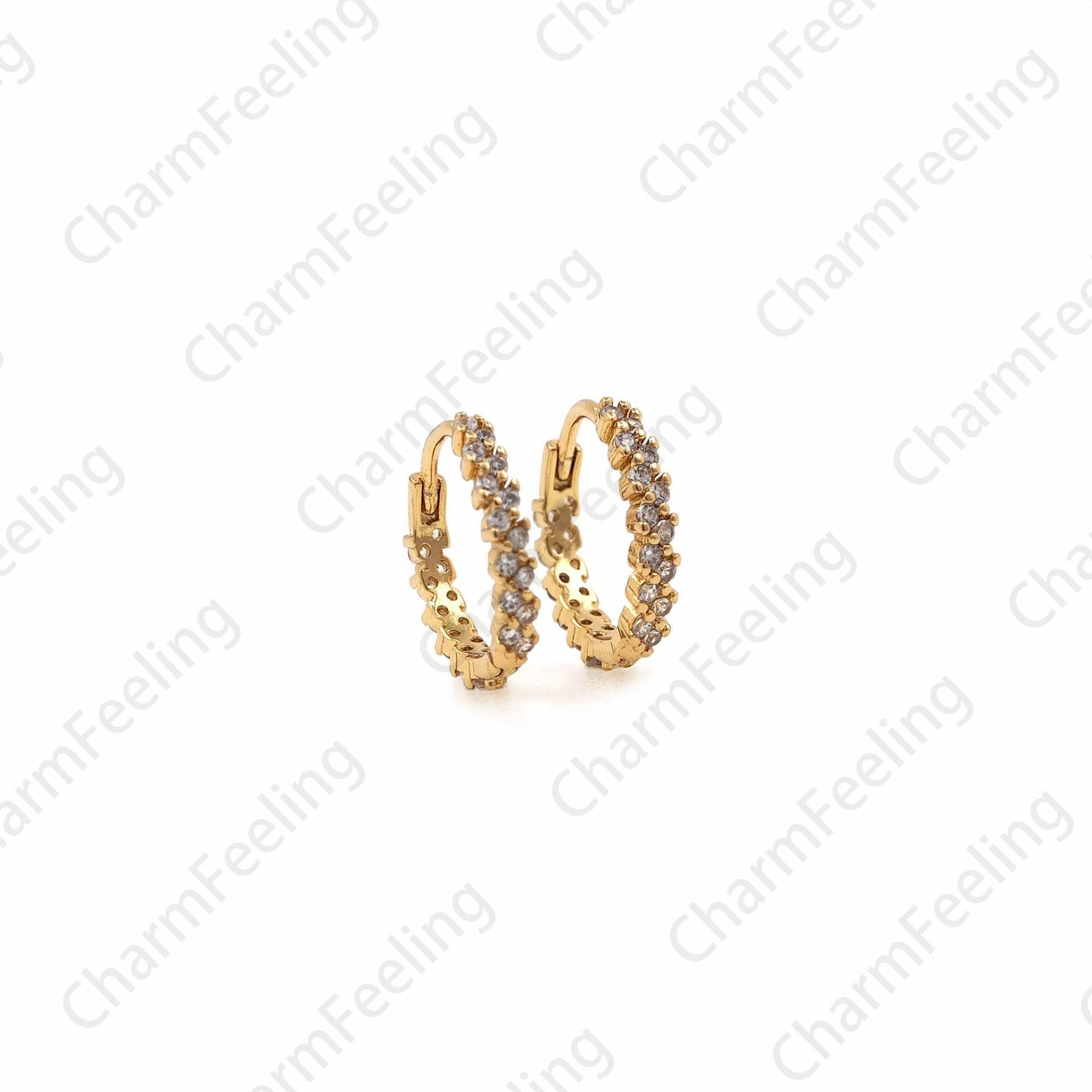 18K Gold Filled Runde Ohrringe, Runde Anhänger, Hohle Ohrringe, Mikropave Cz Ohrringe, Ohrring Charm, Diy Schmuck Zubehör 15x15mm1 Paar von CharmFeeling