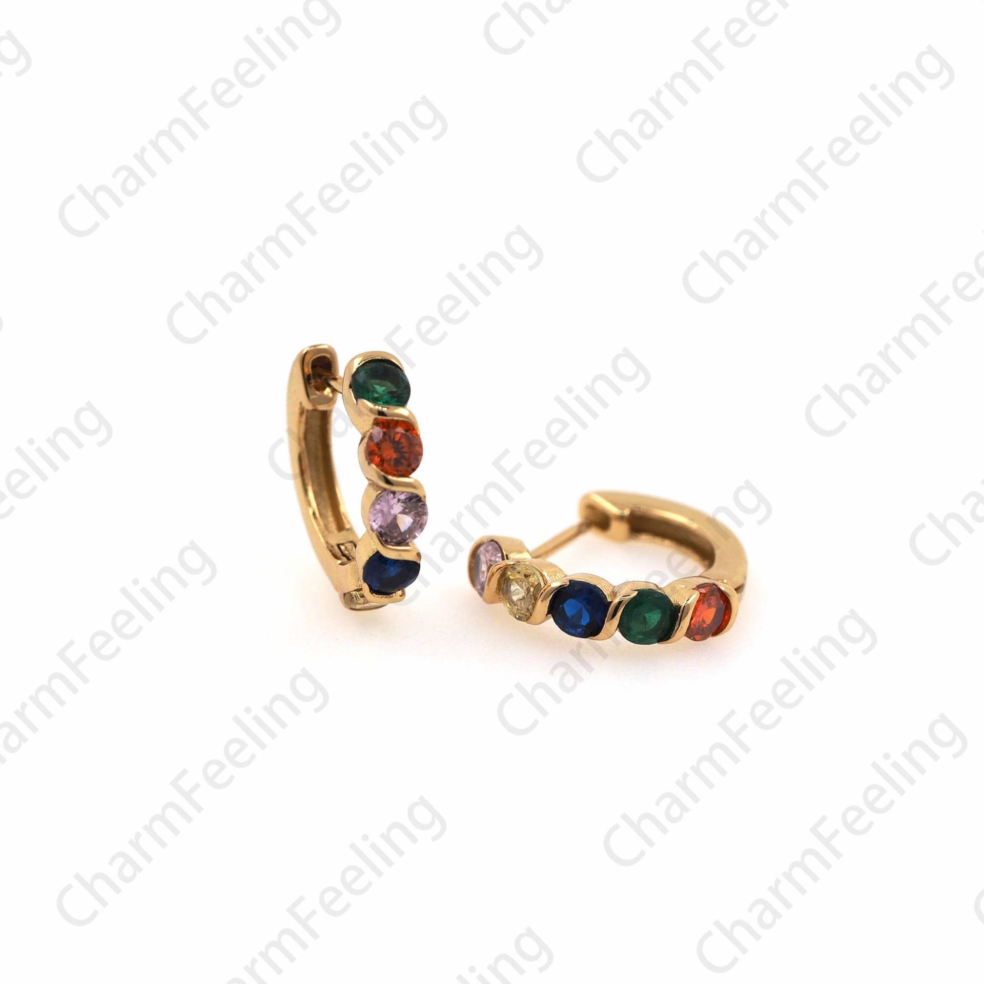 18K Gold Filled Runde Ohrringe, Runde Anhänger, Hohle Ohrringe, Mikropave Cz Ohrringe, Ohrring Charm, Diy Zubehör 13x13mm 1 Paar von CharmFeeling