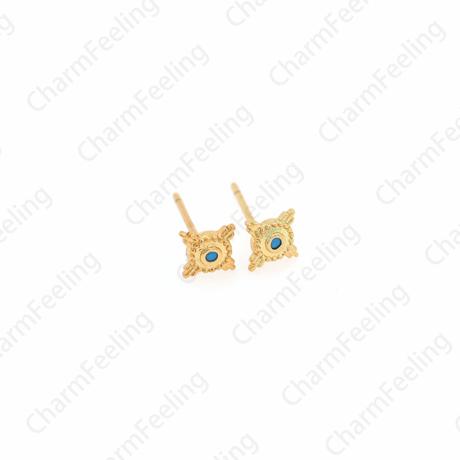 18K Gold Filled Runde Ohrringe, Sonnen Micropavé Cz Sonnenohrstecker, Sunshine Charm, Diy Schmuckzubehör, 5x5mm von CharmFeeling