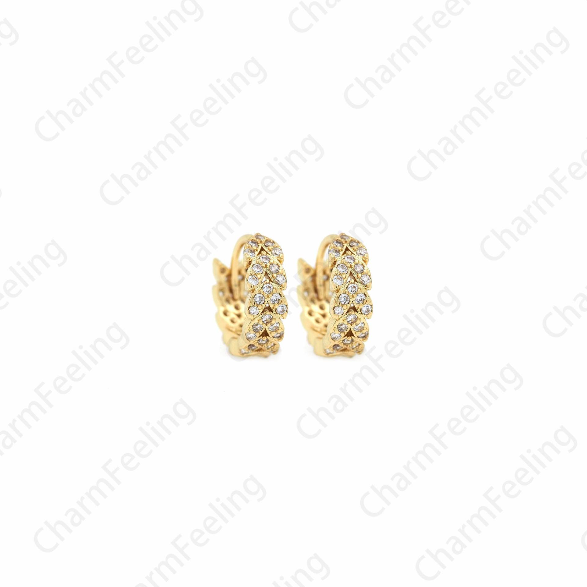 18K Gold Filled Runde Ohrringe, Zirkon Ohrringe, Hohle Ohrringe, Mikropave Cz Ohrringe, Ohrring Charm, Diy Schmuck Zubehör12x13x4mm von CharmFeeling