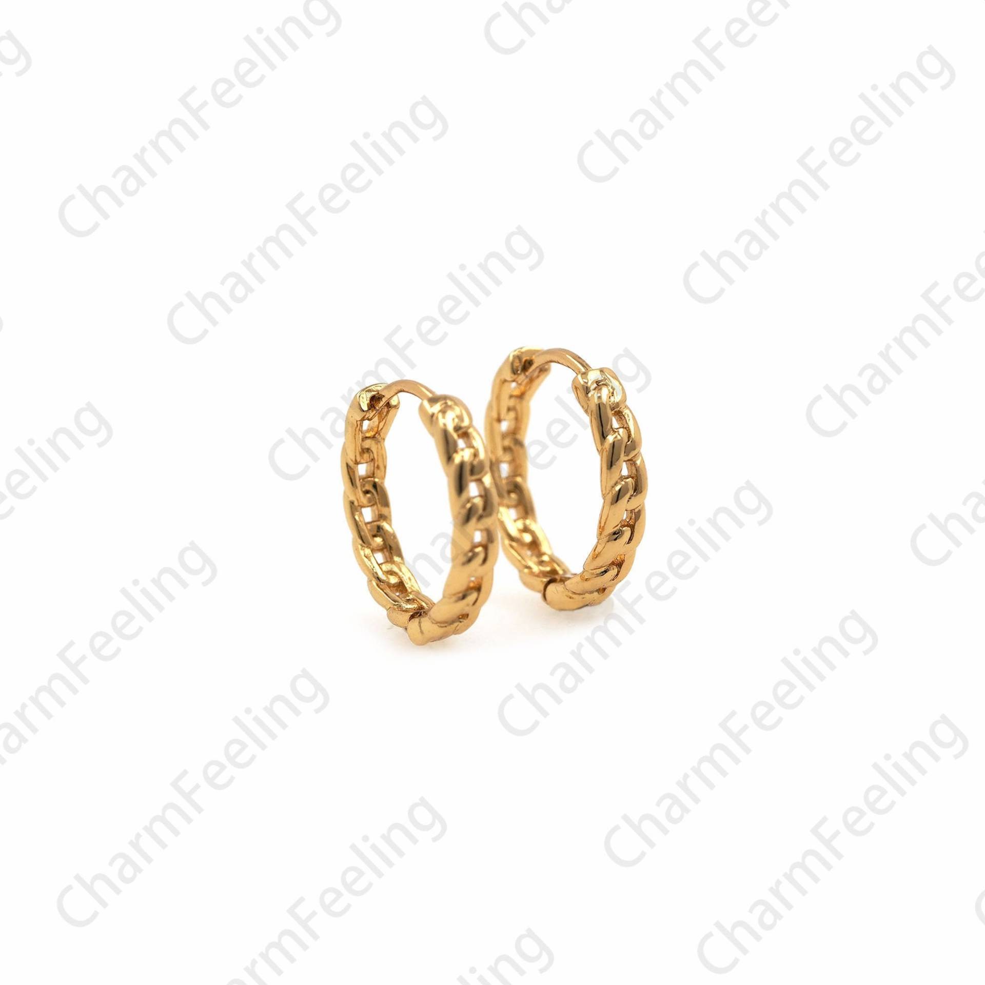 18K Gold Filled Runde Twist Ohrringe, Hohle Mikropave Cz Ohrring Charm, 16x16mm 1 Paar von CharmFeeling