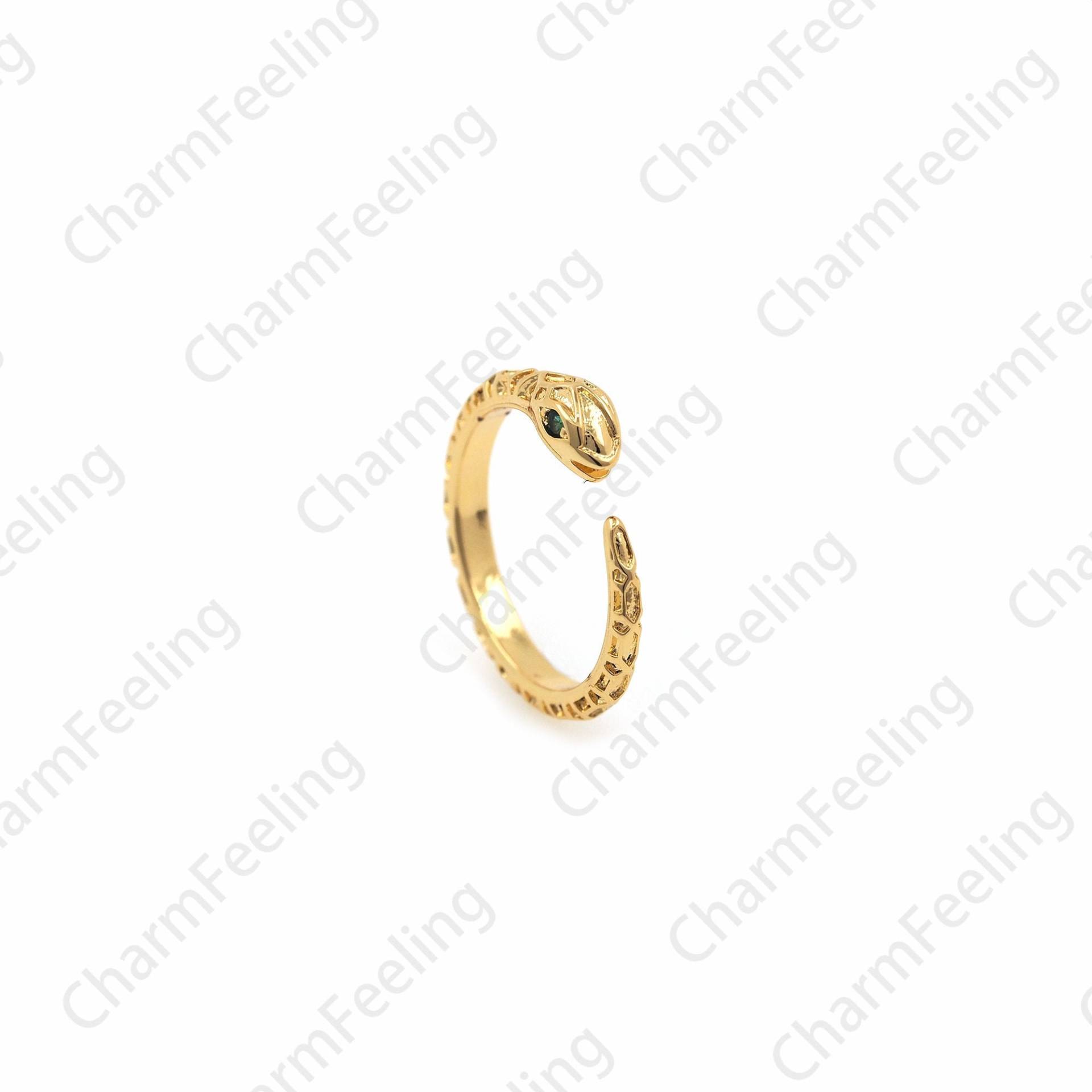 18K Gold Filled Schlangenring, Verstellbarer Ring, Offener Goldring, Micropavé Cz Krabbelring, Täglicher Schlangenschmuck, Schlangenanhänger von CharmFeeling