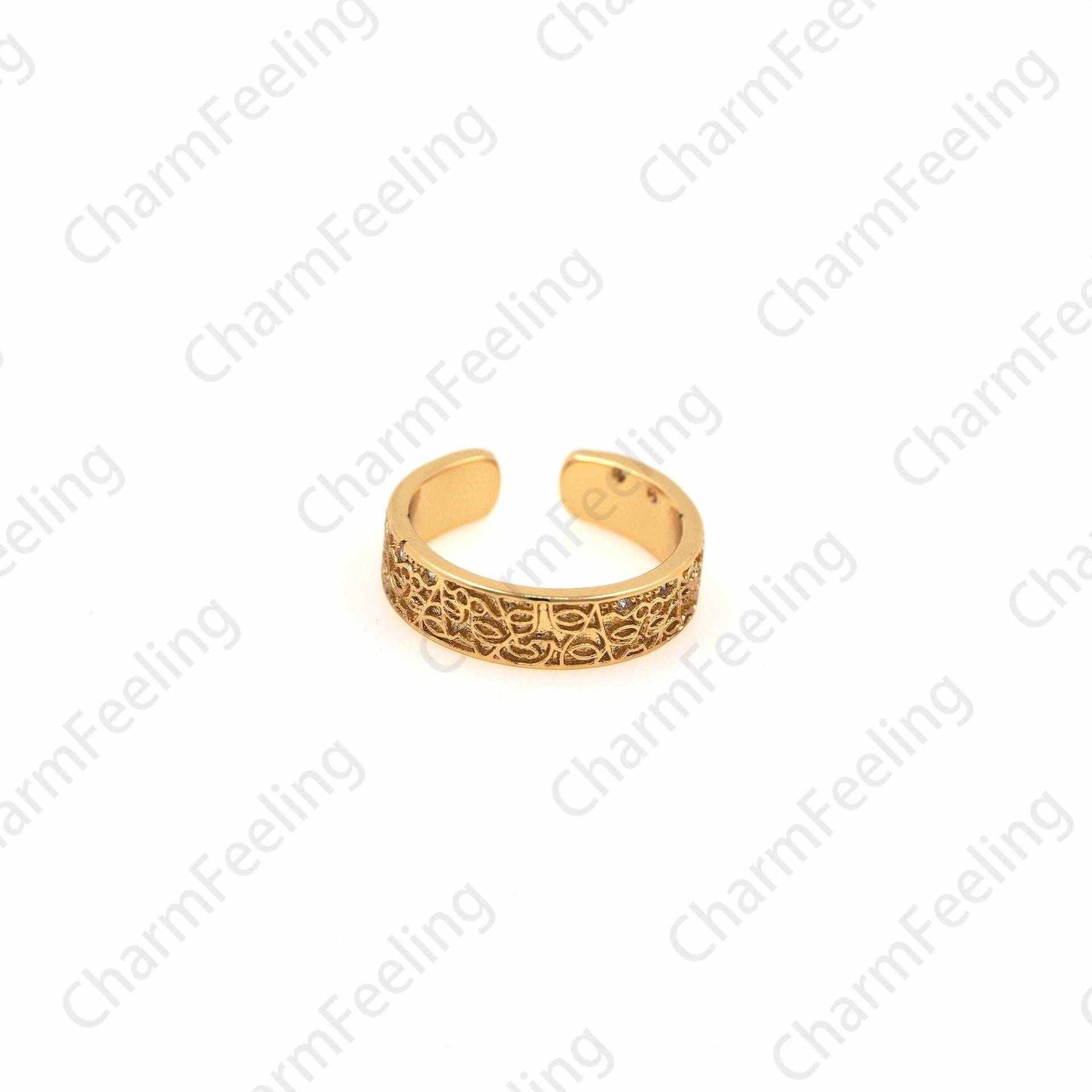 18K Gold Filled Täglicher Ring, Verstellbarer Offener Goldring, Breiter Grosszügiger Ring von CharmFeeling