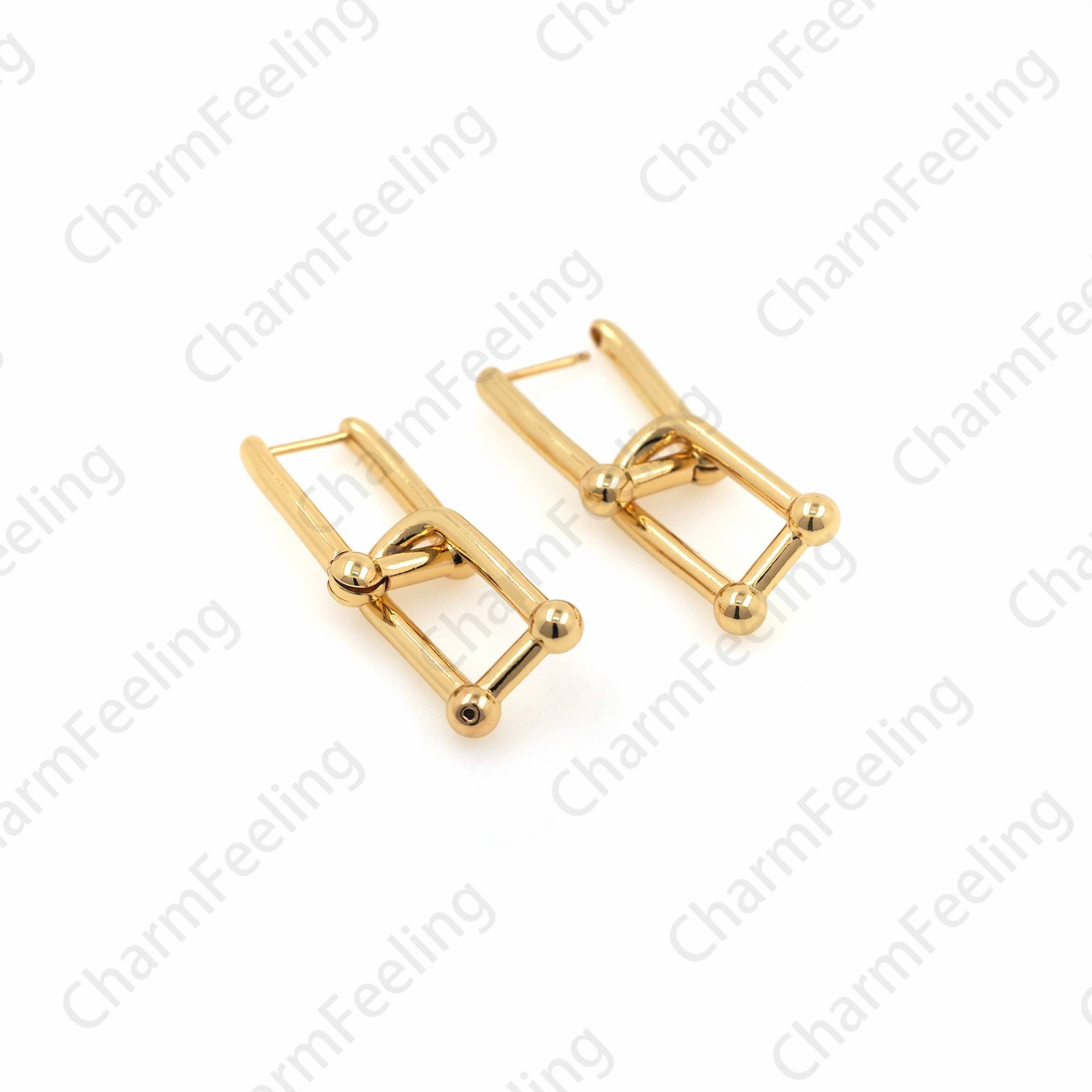 18K Gold Filled Viereck Ohrringe, Stapelohrringe, Anhänger Schlichte 37x13, 5x4, 5mm 1 Paar von CharmFeeling