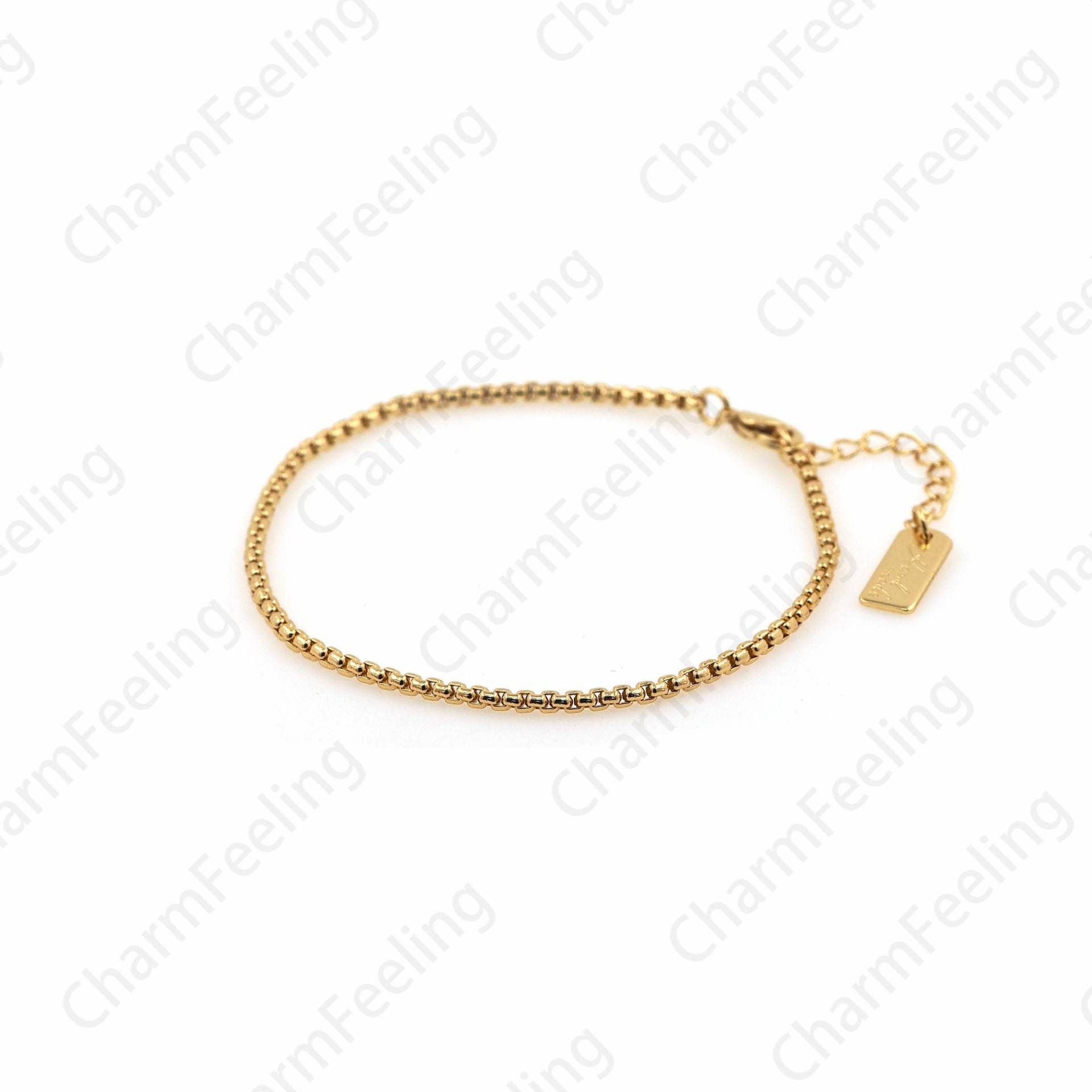 Box Armband Herrenarmband 18K Gold Filled Boxkette Glieder Goldarmband 17cm von CharmFeeling