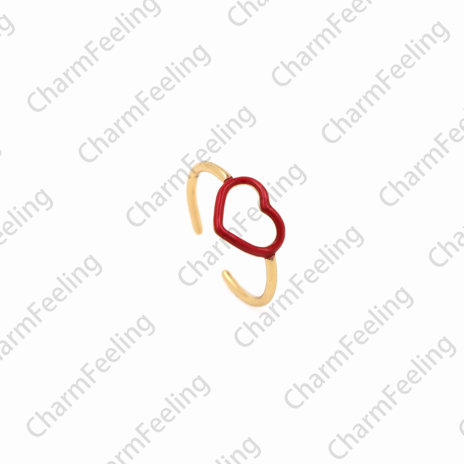 Emaille Hohler Herz Ring, Line 18K Gold Filled Love Ring Schmuck, Offener Verstellbarer Geschenk Für Sie von CharmFeeling